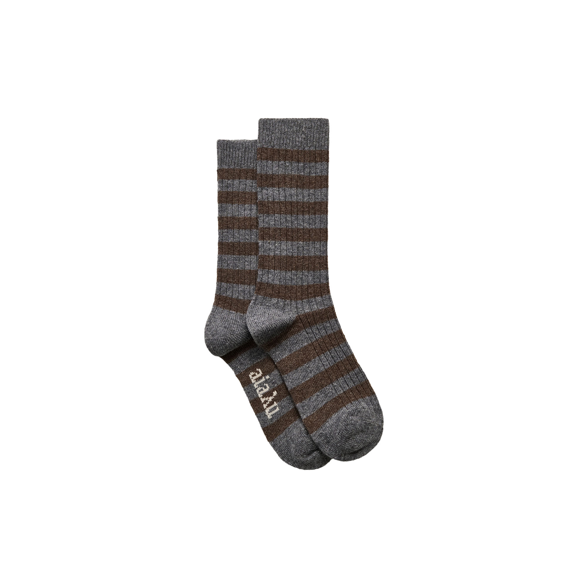 Aiayu - Striped Cashmere Sock, mix grey - 36-38
