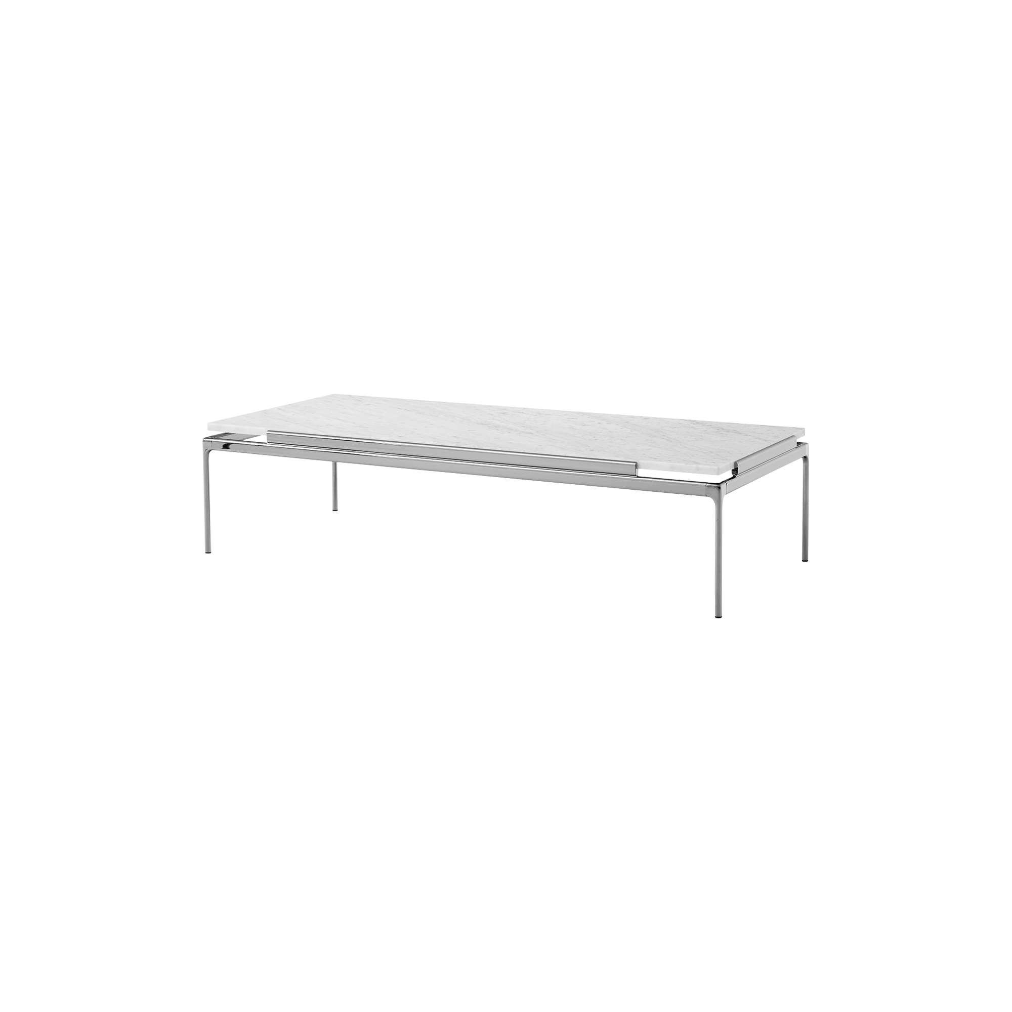 &Tradition - Sett LN12 Coffee Table, bianco carrara marble/dark chrome
