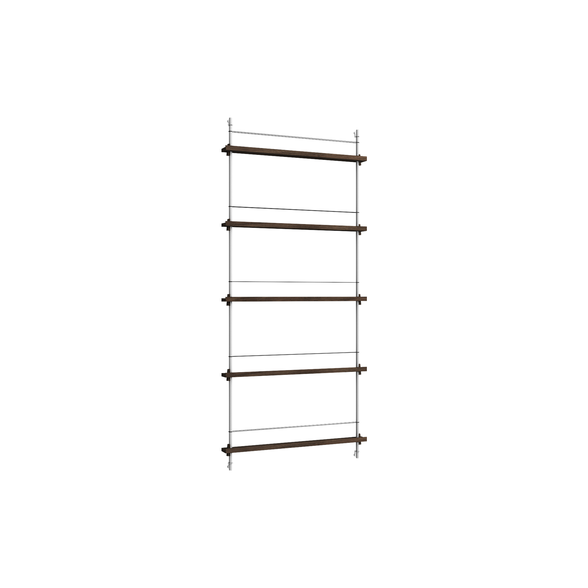 MOEBE - Magazine Shelving Tall, smoked oak/stainless steel
