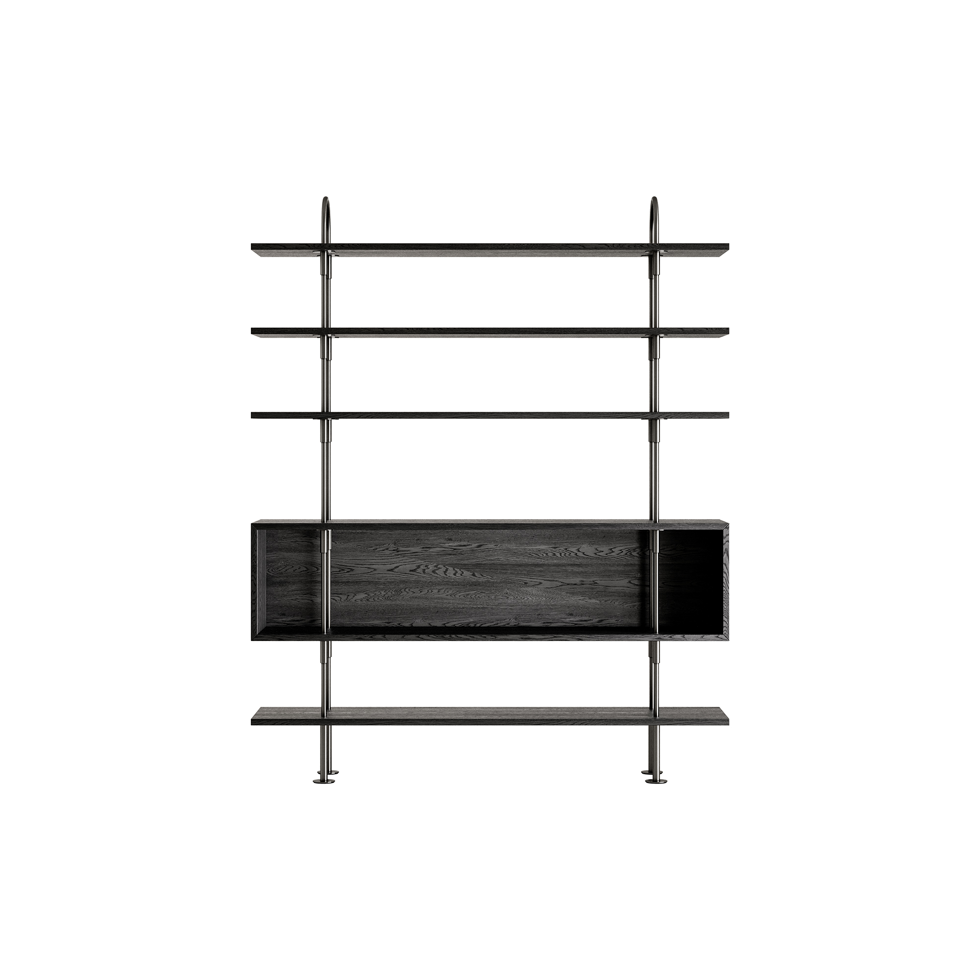 GUBI - Keen Shelving, black brass/ash veneer