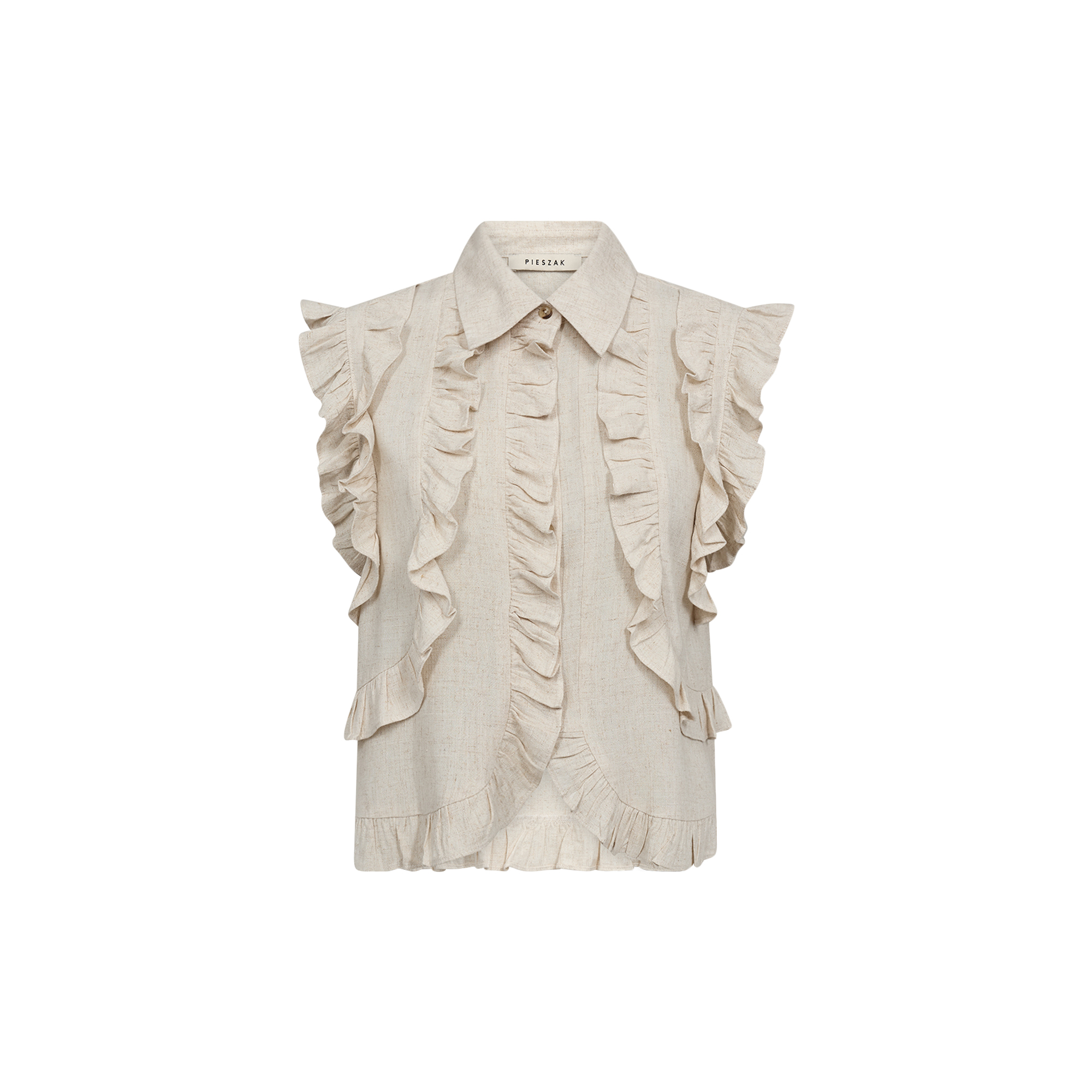 Pieszak - PD-Miles Flounce Top, oyster white melange - Str. 36