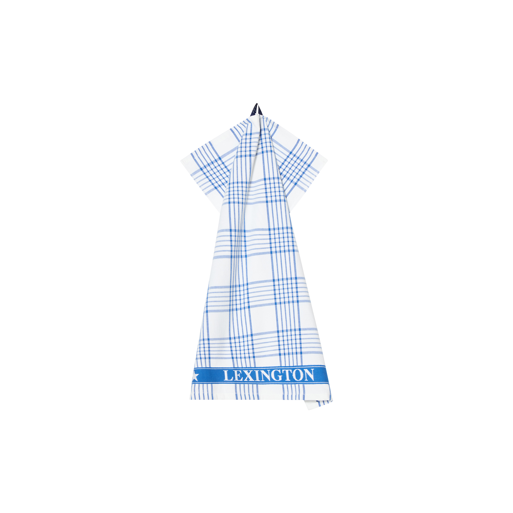 Lexington - Checked Org Cotton Terry Kitchen Towel, white/blue - 50x70 cm