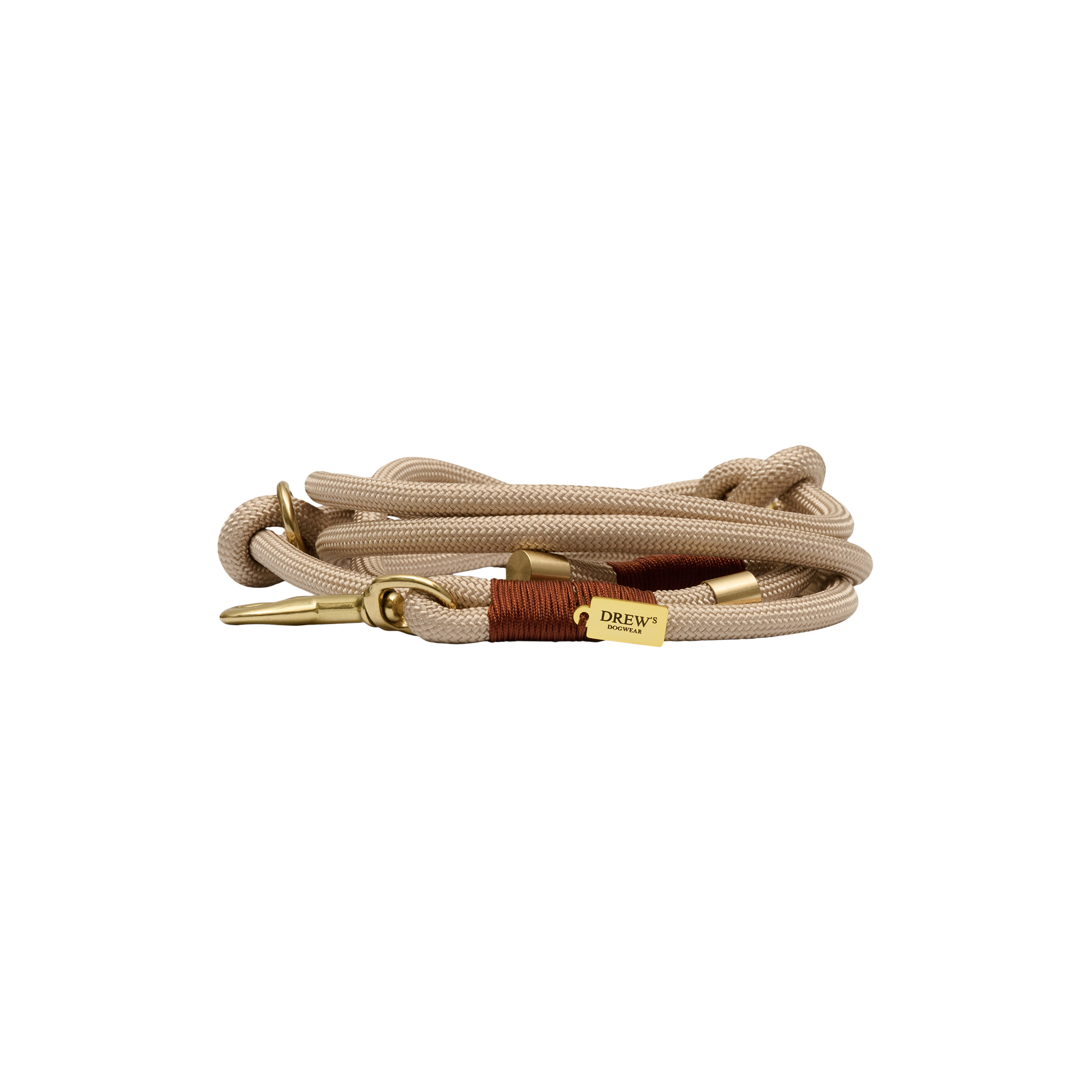 Drew's Dogwear - Justérbar og blød rebline hvalp, chailatte