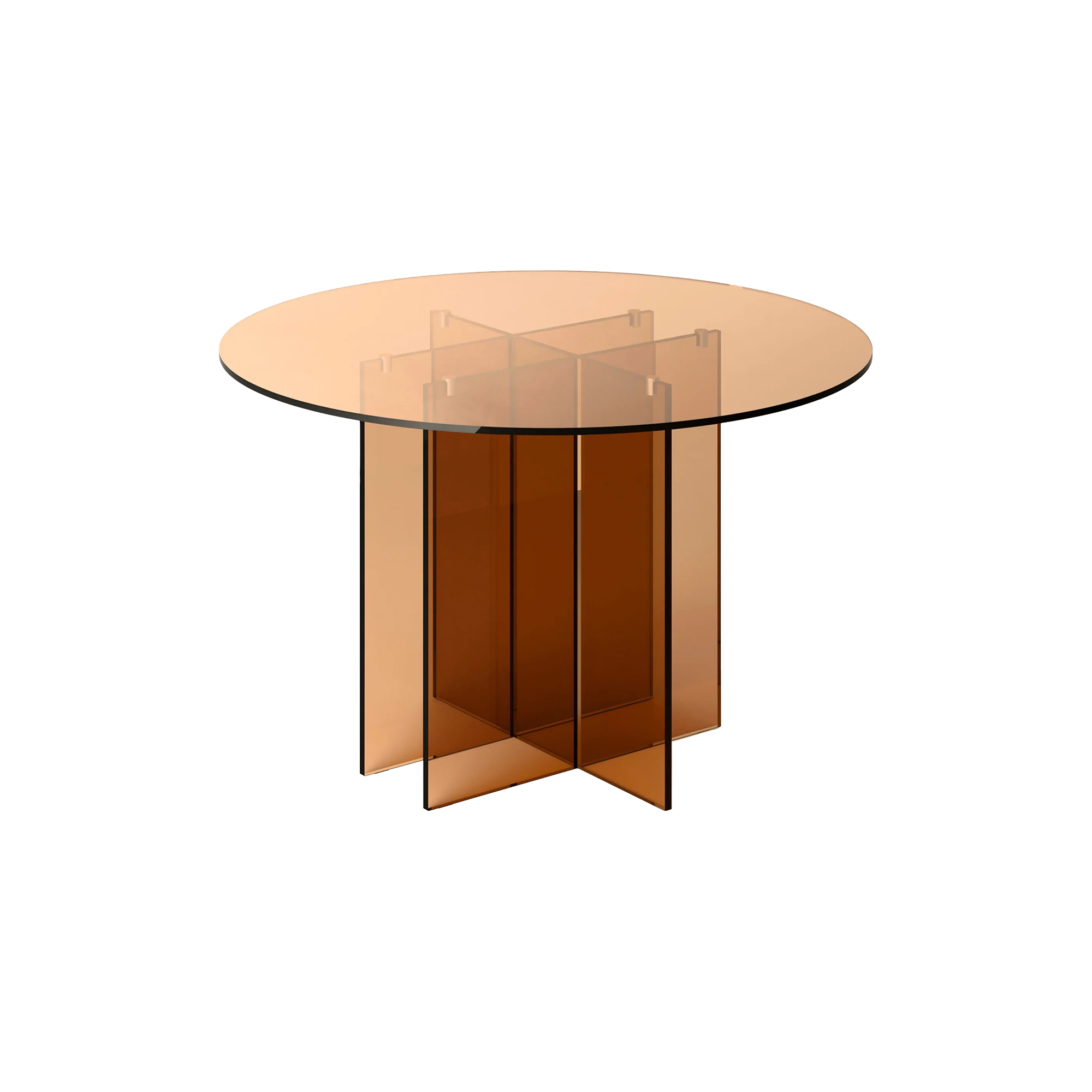Westwing Collection - Anouk Round Glass Dining Table, brown transparent