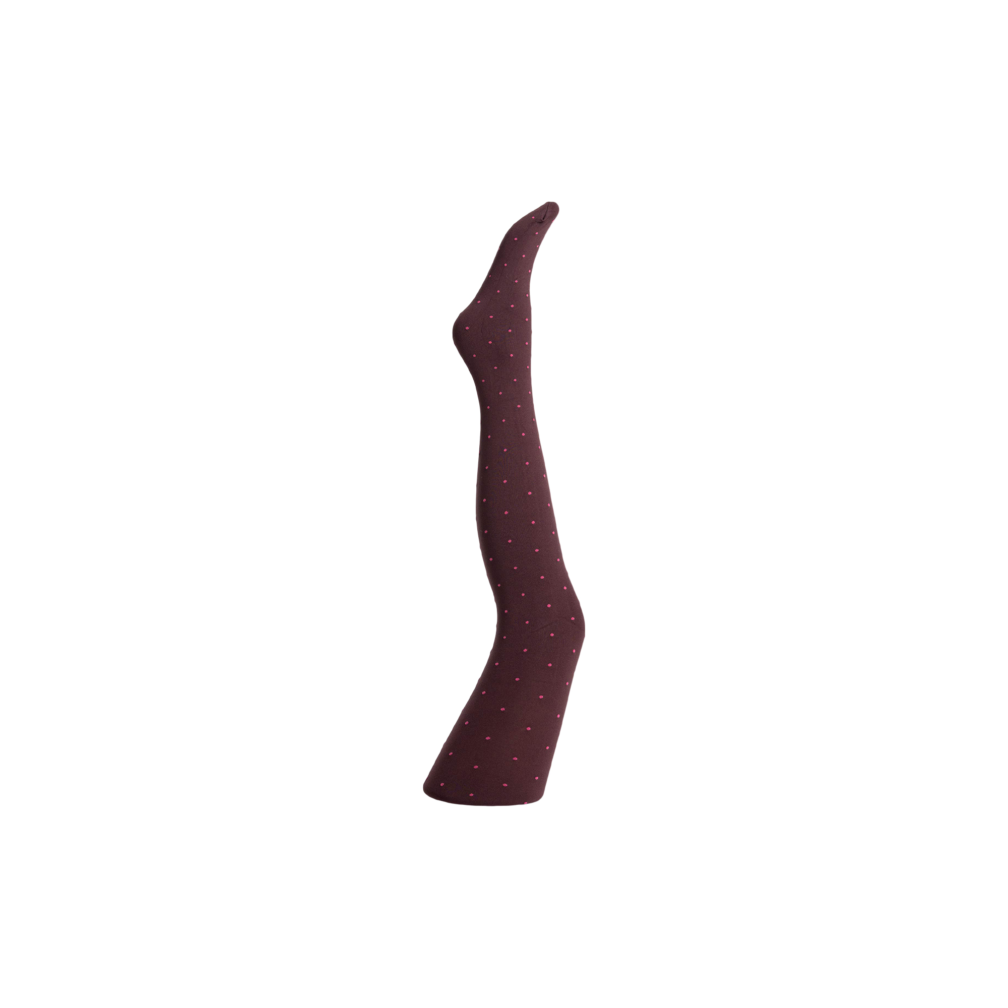 A MOÌ - Agnes pink dot tights, aubergine w. pink dots - 2-M-XL