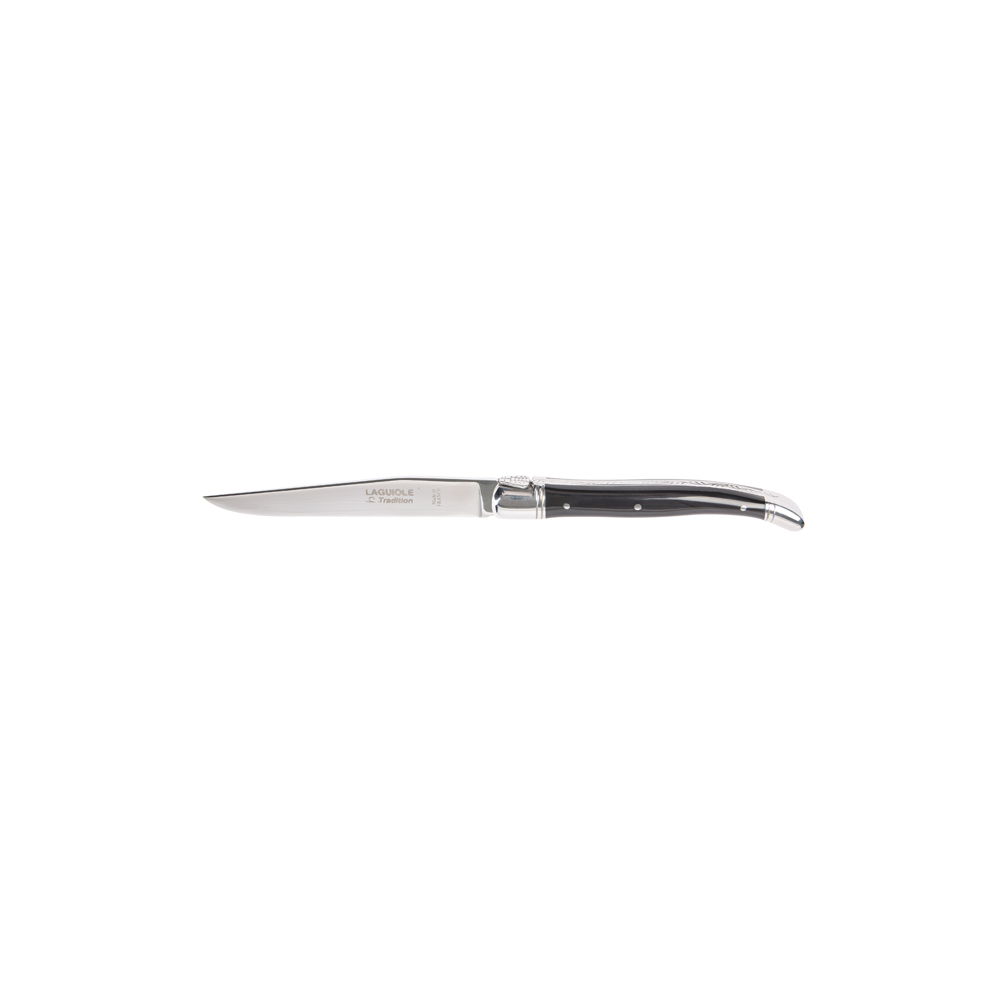 Laguiole Tradition - Steakkniv, sort horn, Laguiole Tradition