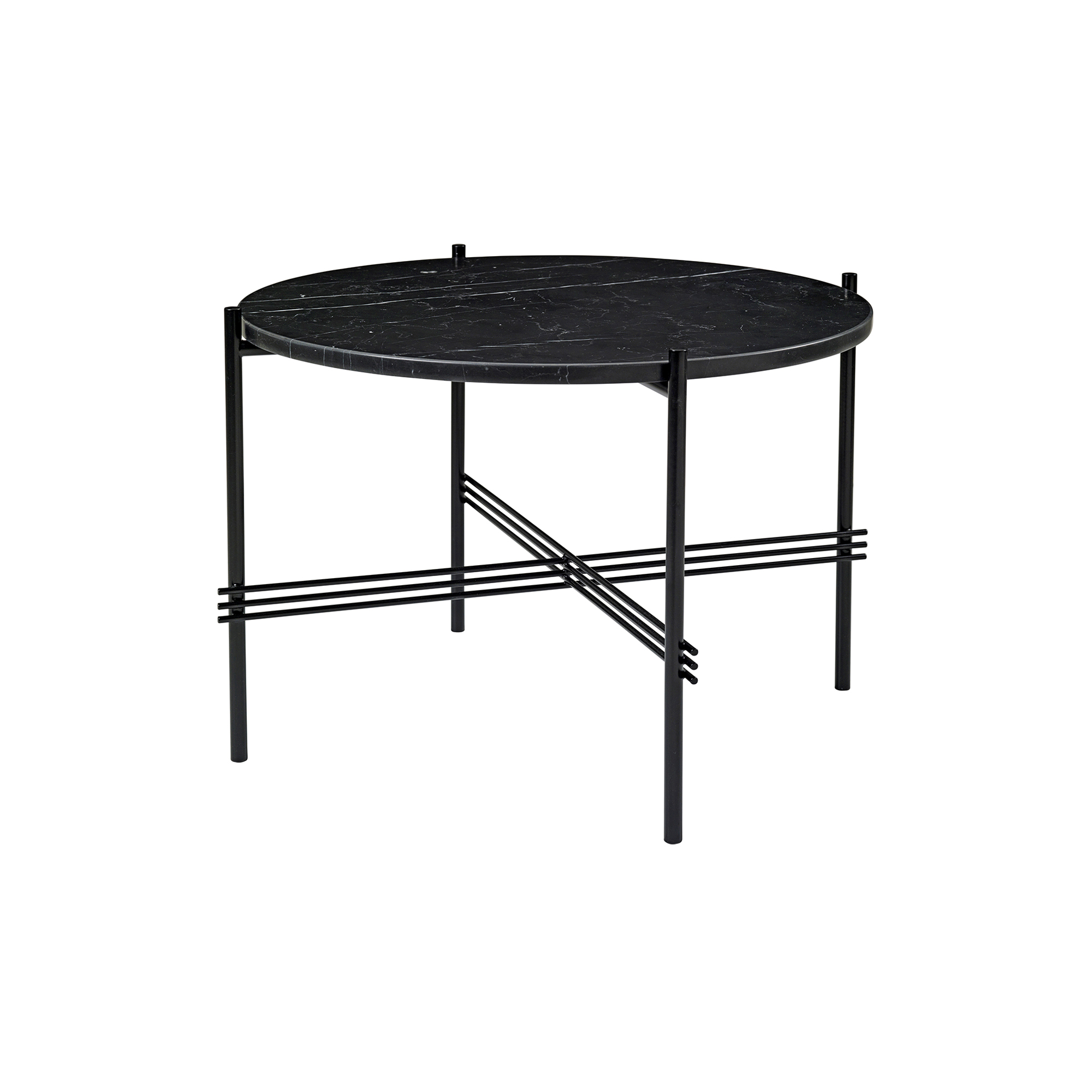 GUBI - TS Coffee Table Ø55, black marquina marble/black - Ø55 cm