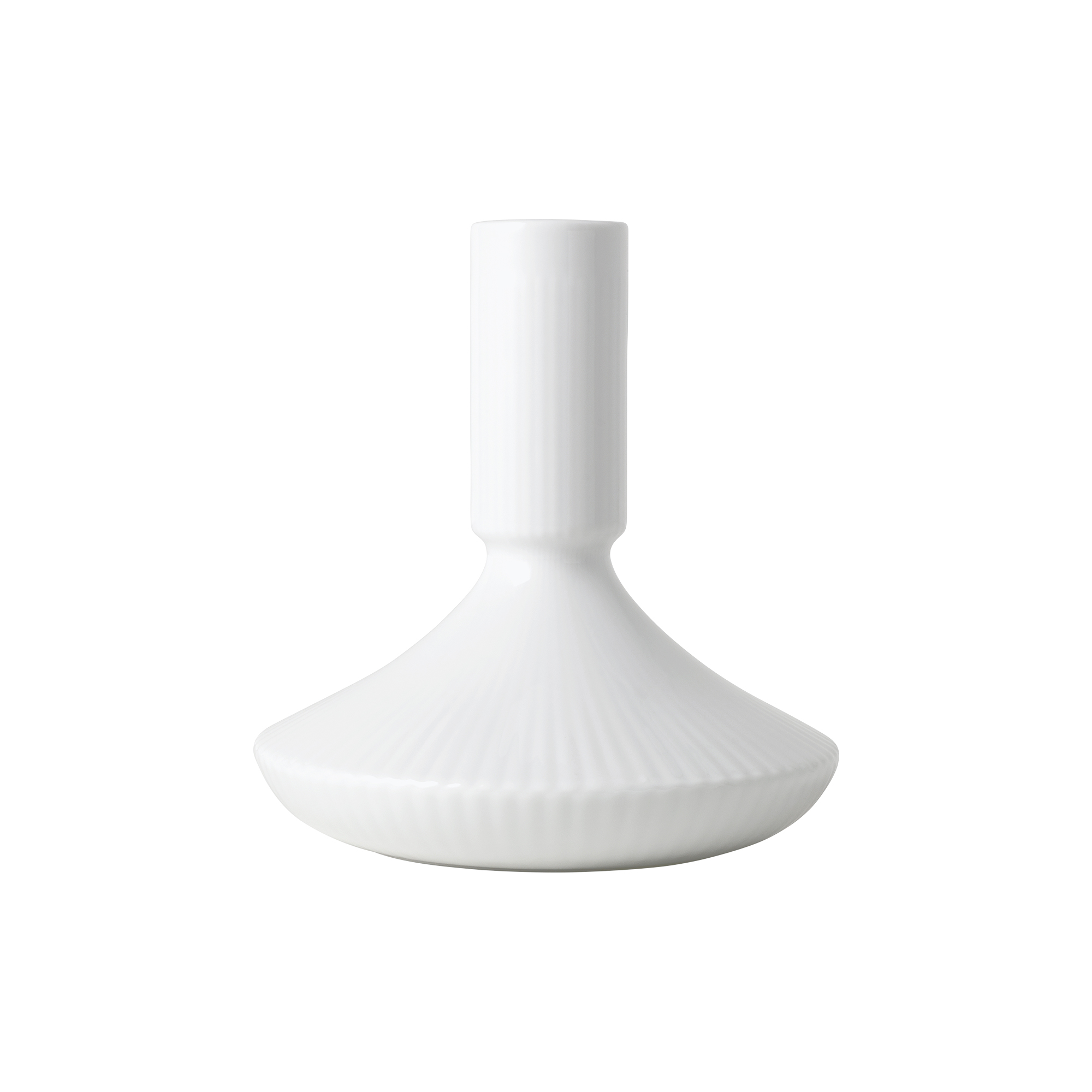 Royal Copenhagen - Hvid Riflet lysestage 12 cm - H12 cm