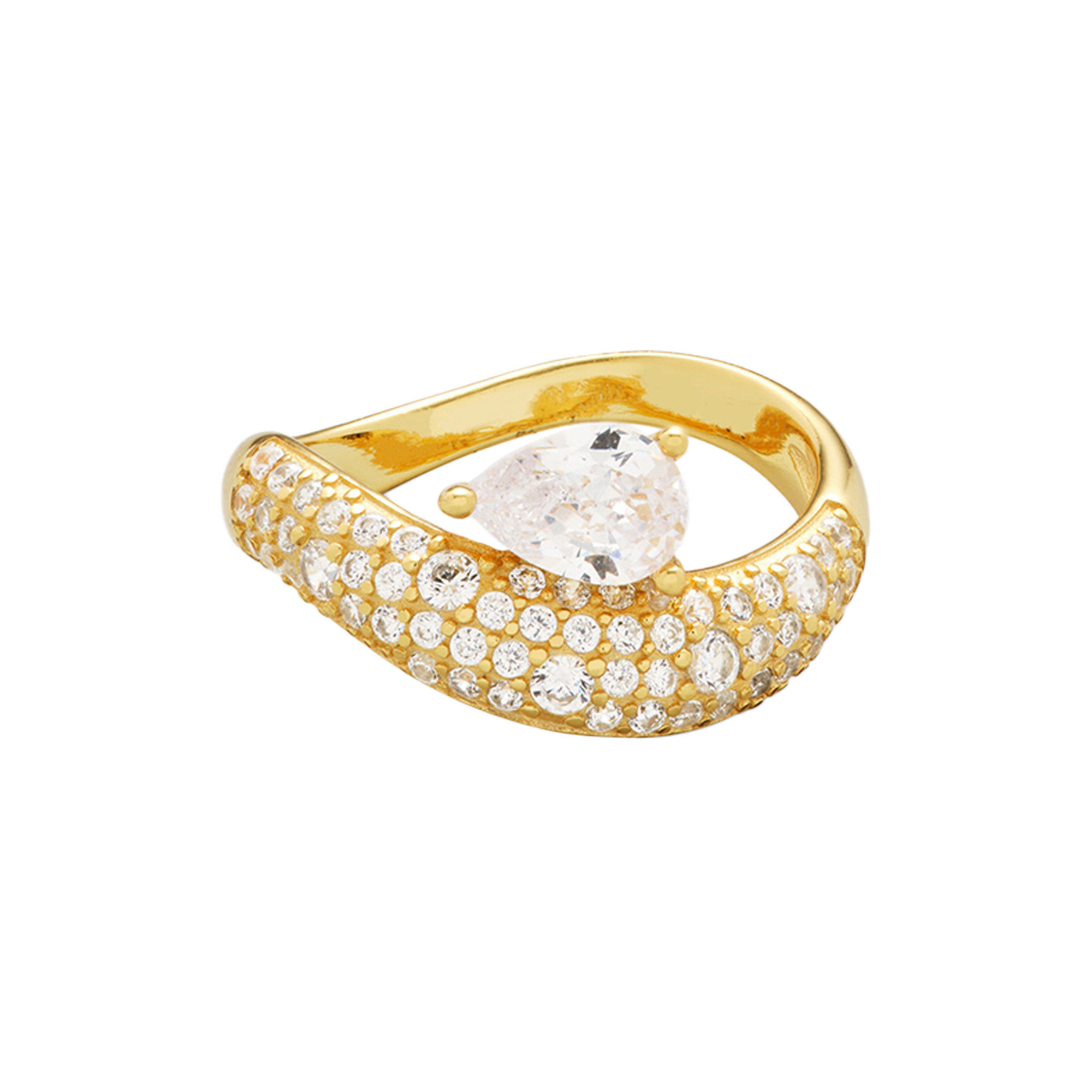 Philippa Studios - Wave Pear Pave Ring - 56