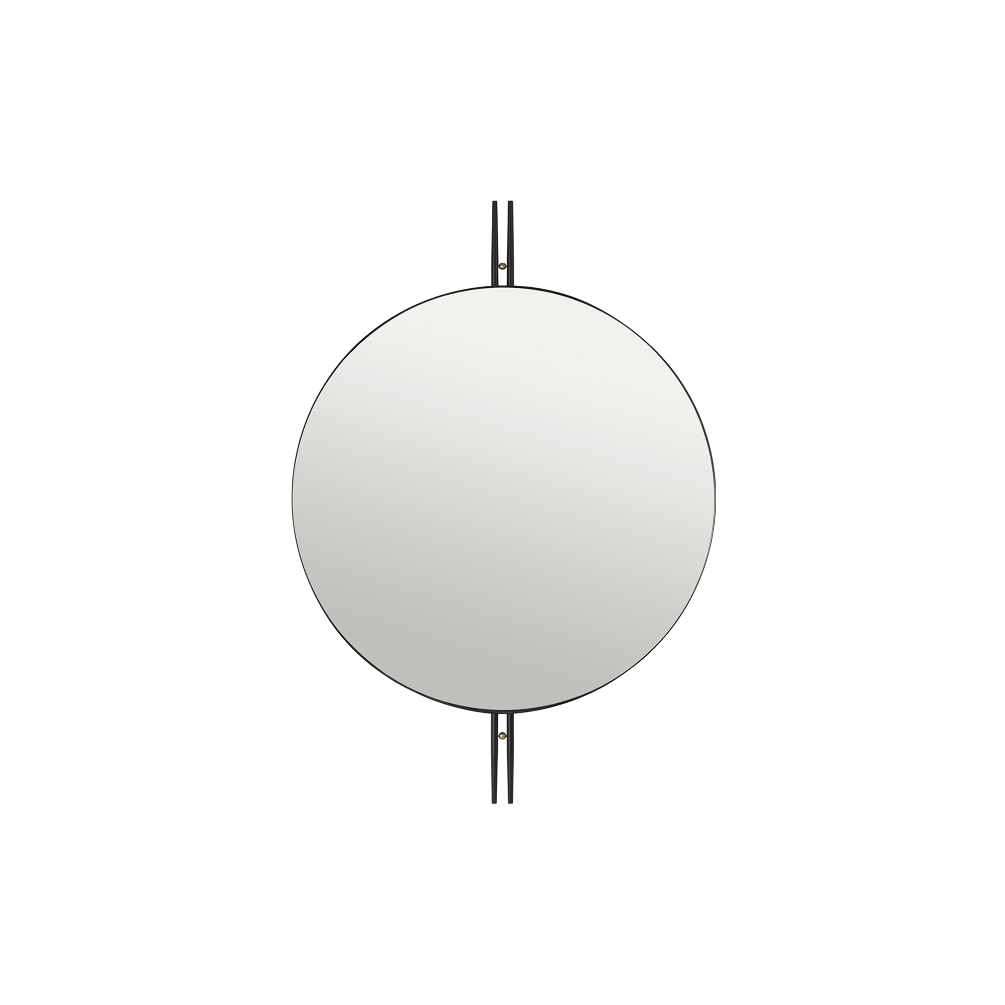 GUBI - IOI Wall Mirror, black semi matt/brass sphere - H: 113 x D: 3 x Ø 80 cm.