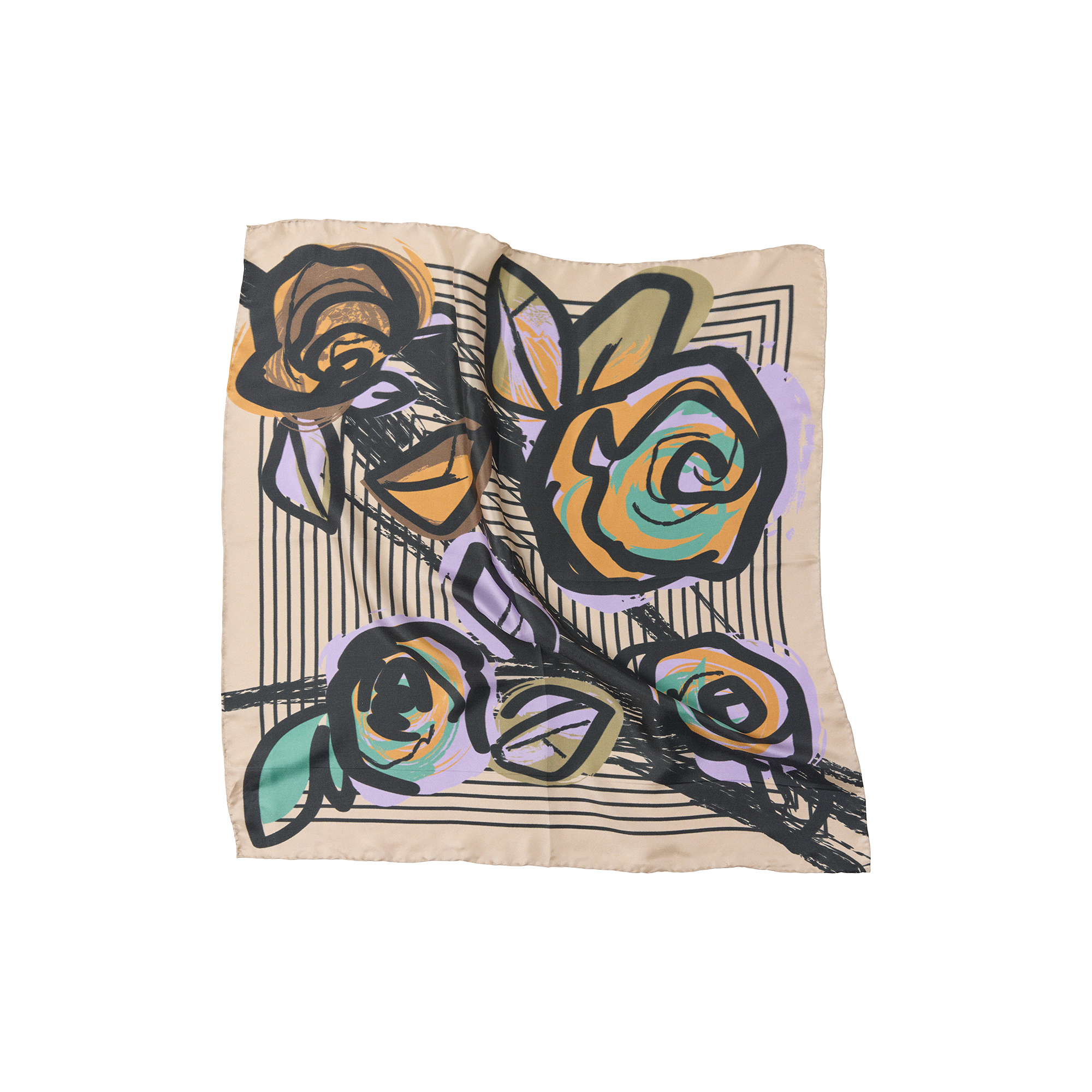 Bella Ballou - FLOWER POP Scarf, sand/black, FLOWER POP