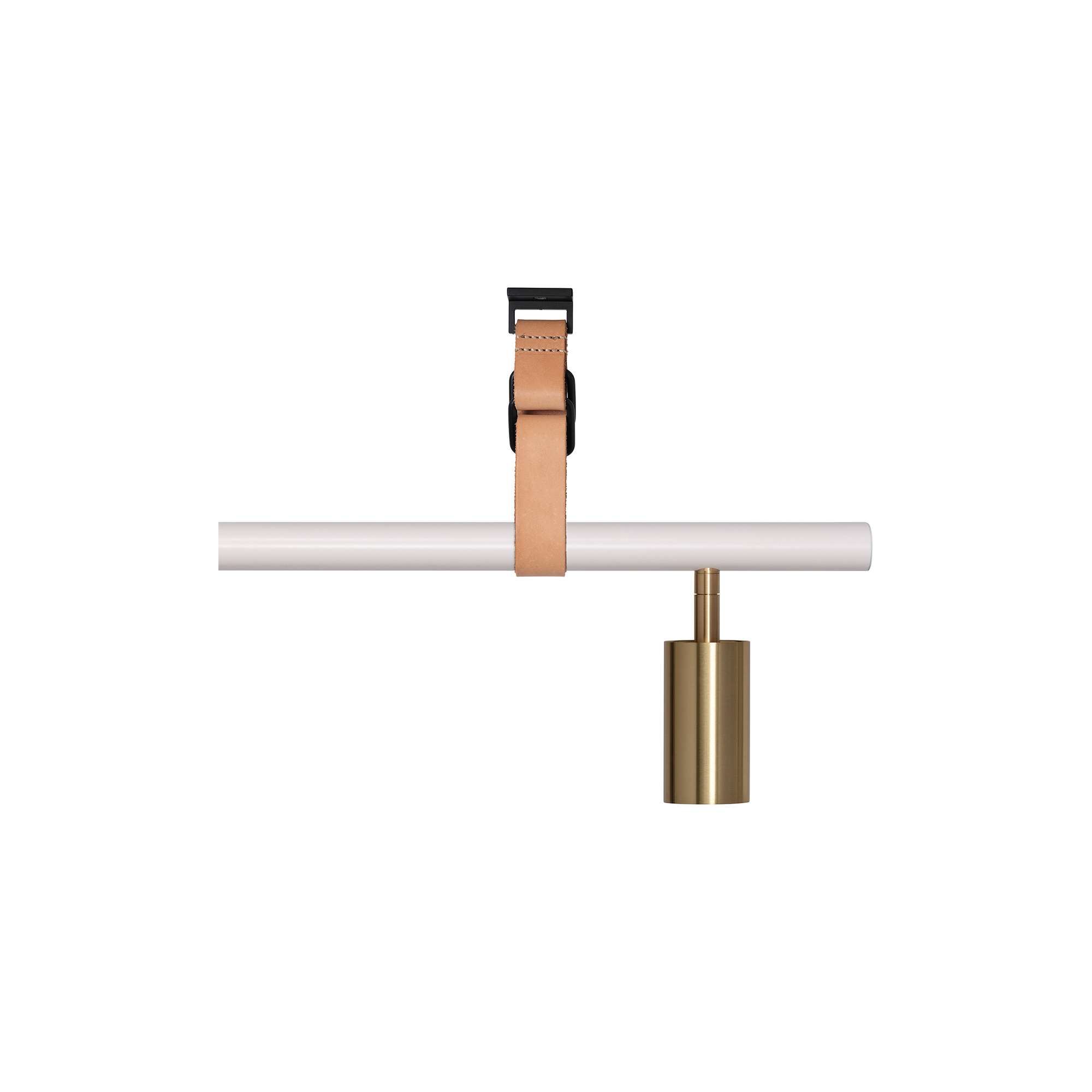 Rubn - Long John 5 Spot Pendant Nature Leather, white/brass