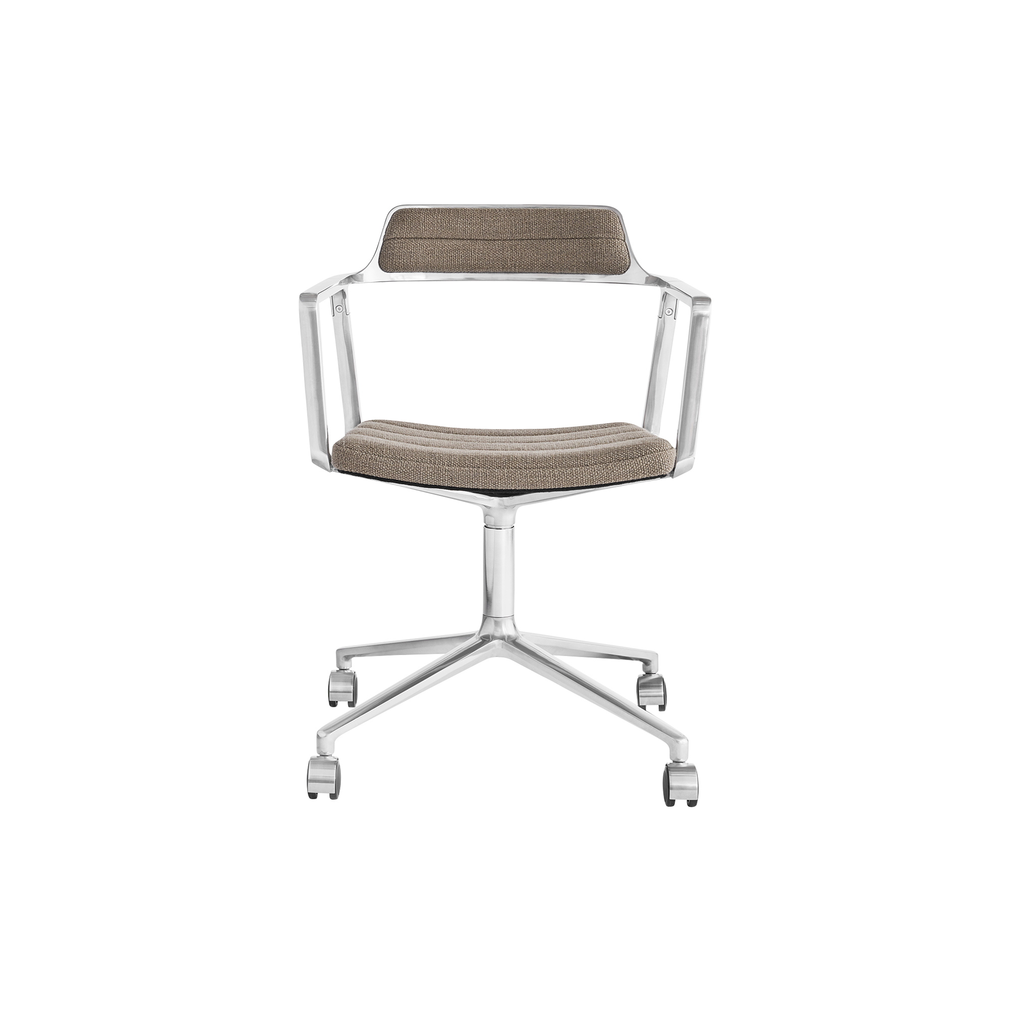 Vipp - VIPP452 Swivel Chair with Castors, dark sand/polished aluminium