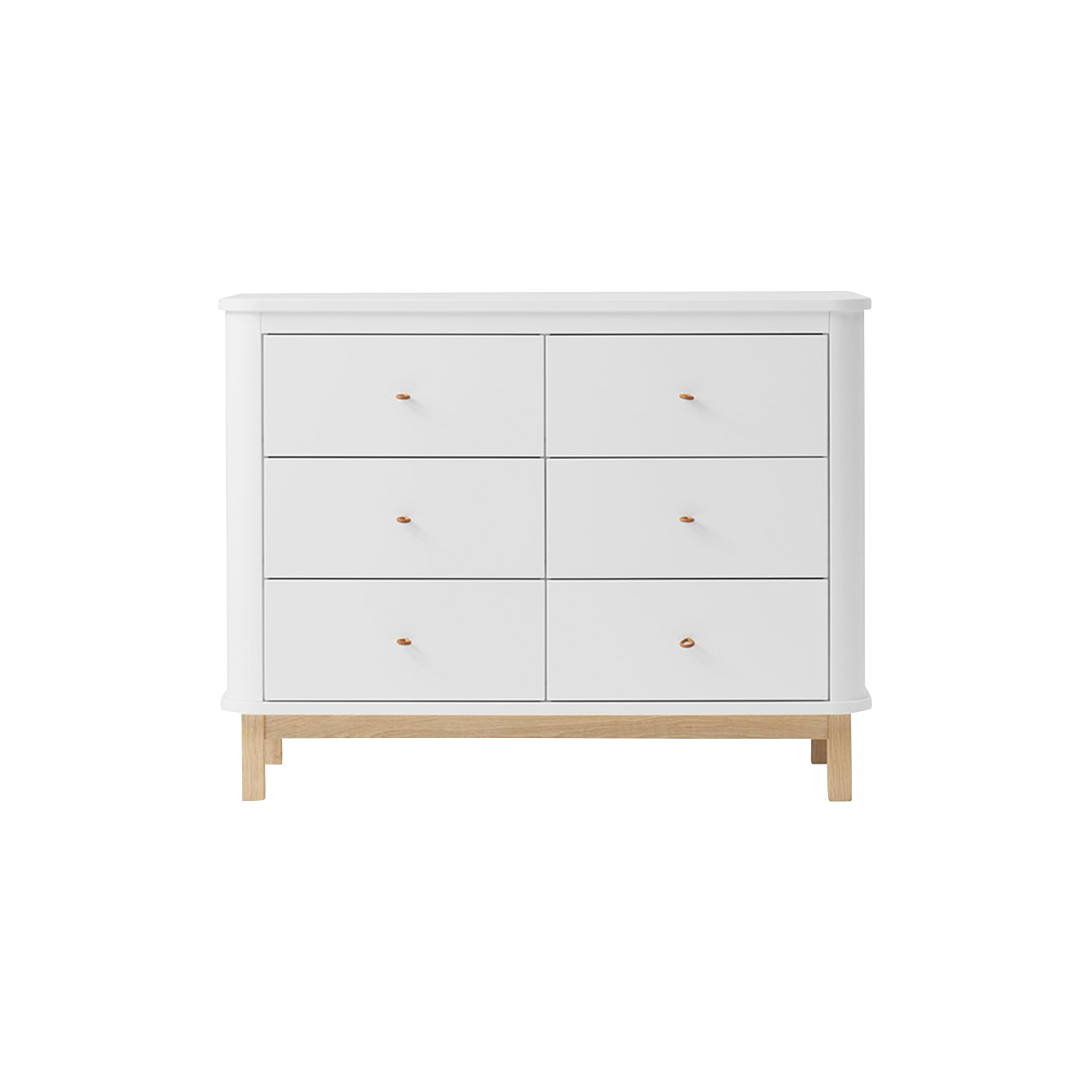 Oliver Furniture - Wood kommode 6 skuffer, hvid/eg