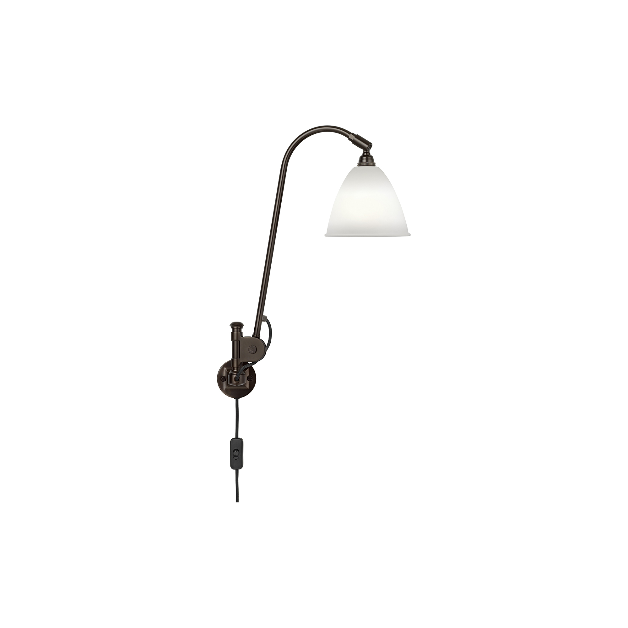 GUBI - Bestlite BL6 Wall Lamp, bone china/black brass - H: 54 x Ø 16 cm.