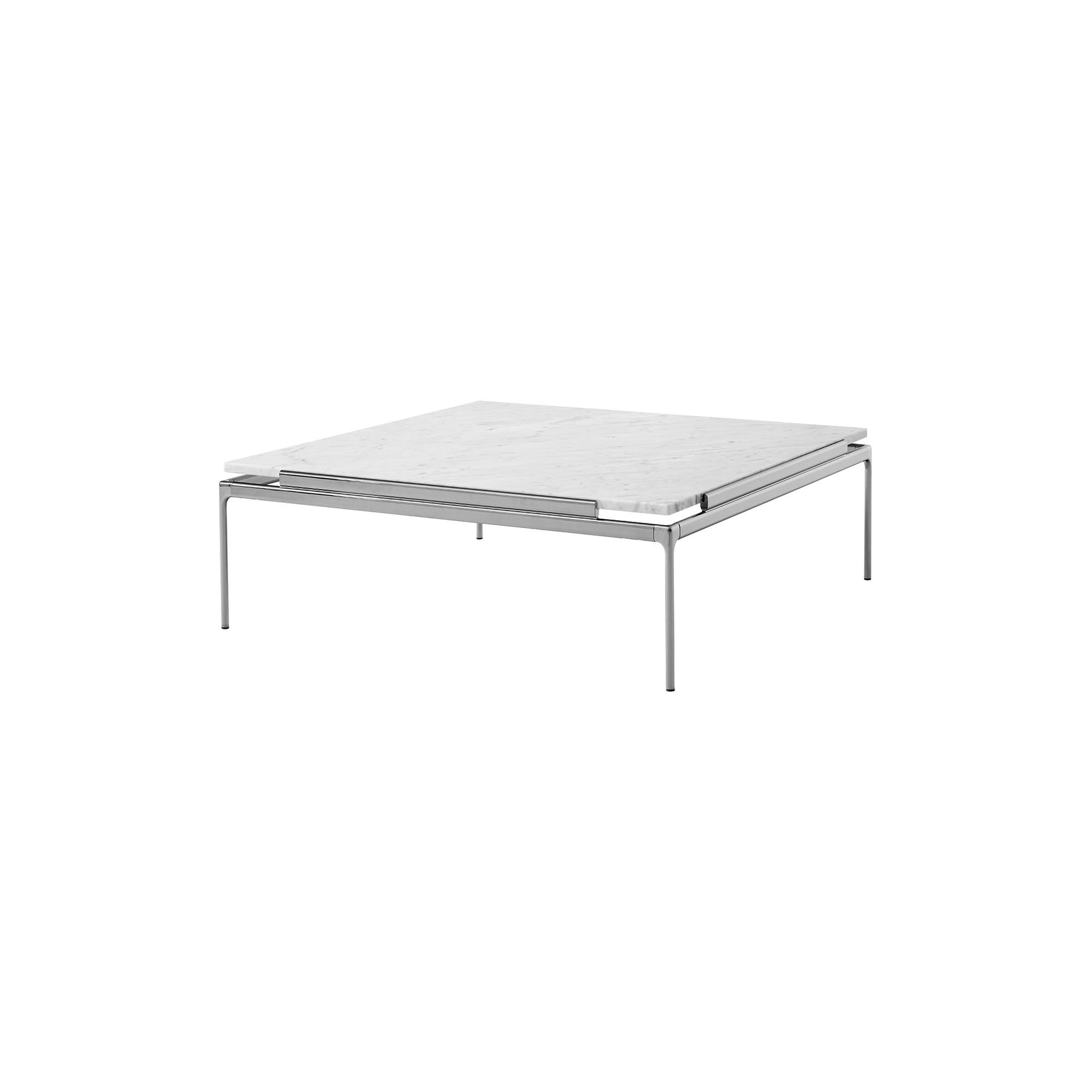 &Tradition - Sett LN13 Coffee Table, bianco carrara marble/dark chrome