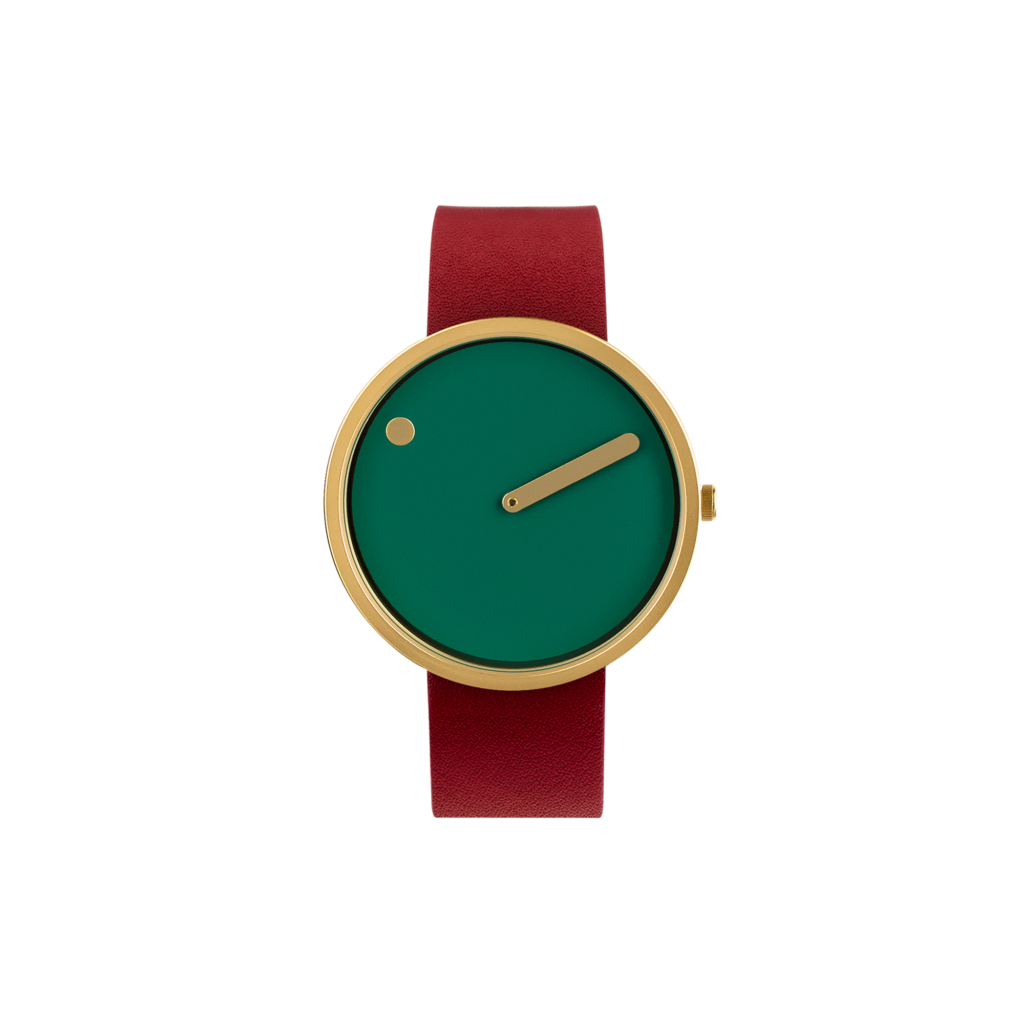 Picto - PICTO armbåndsur, dusty green/matt gold/ruby red - 40mm