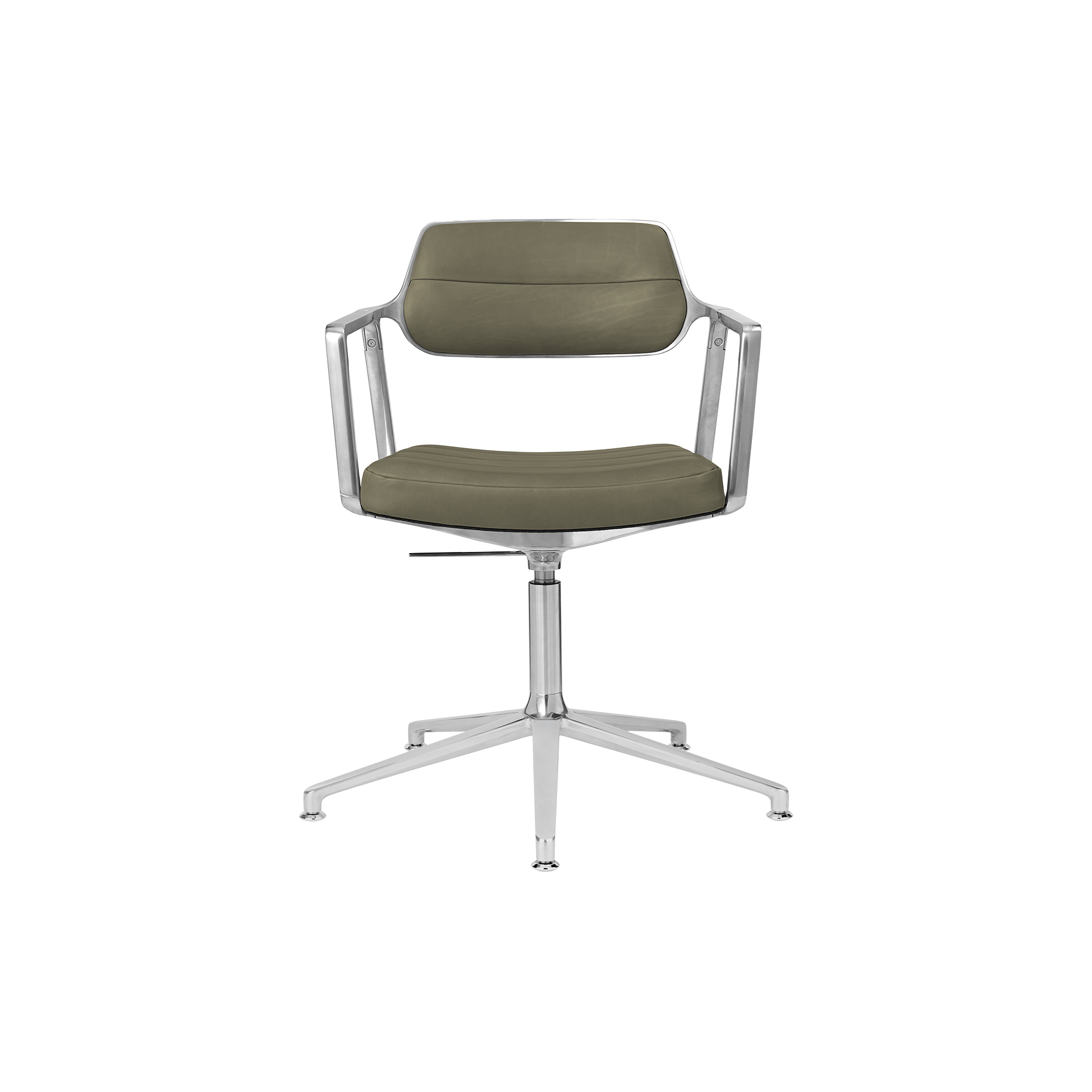 Vipp - VIPP453 Swivel+ Chair with Gliders, bosco green/polished aluminium