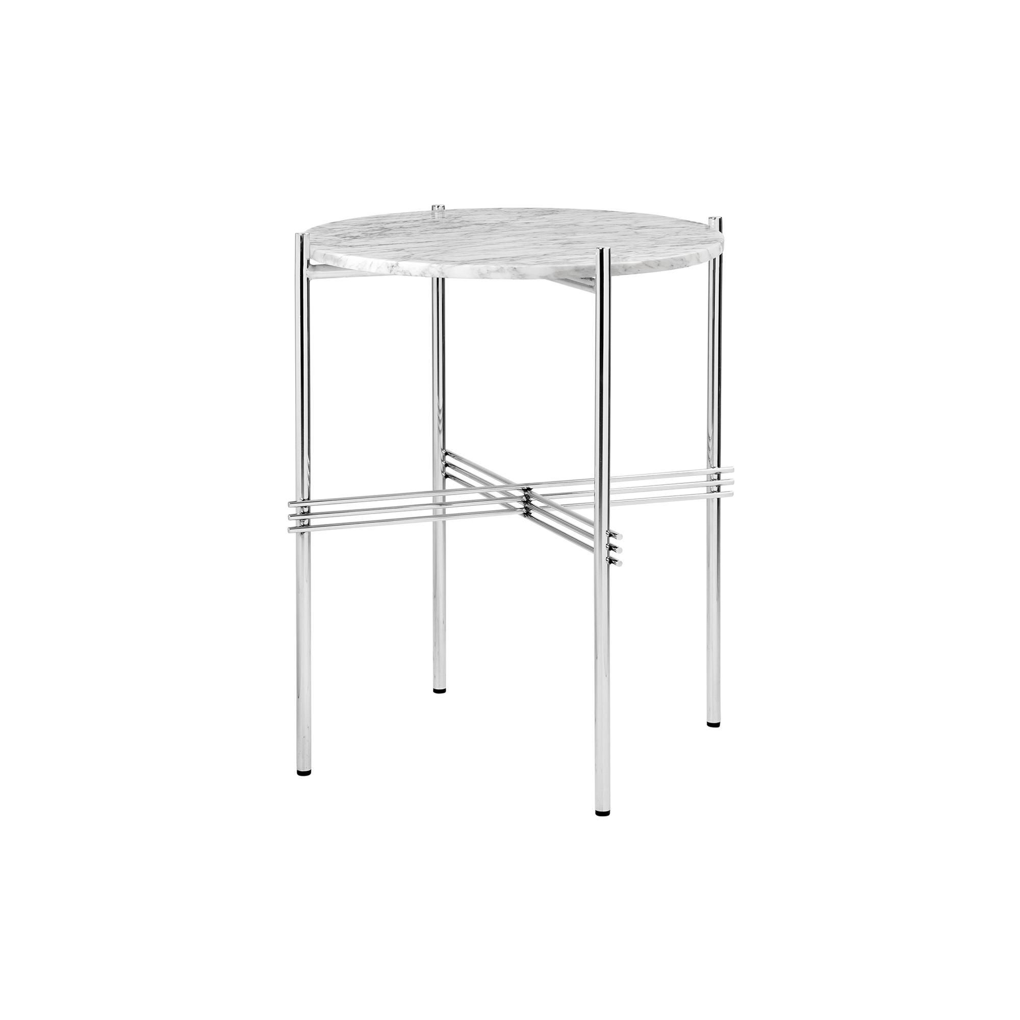 GUBI - TS Side Table Round, white carrara marble/steel