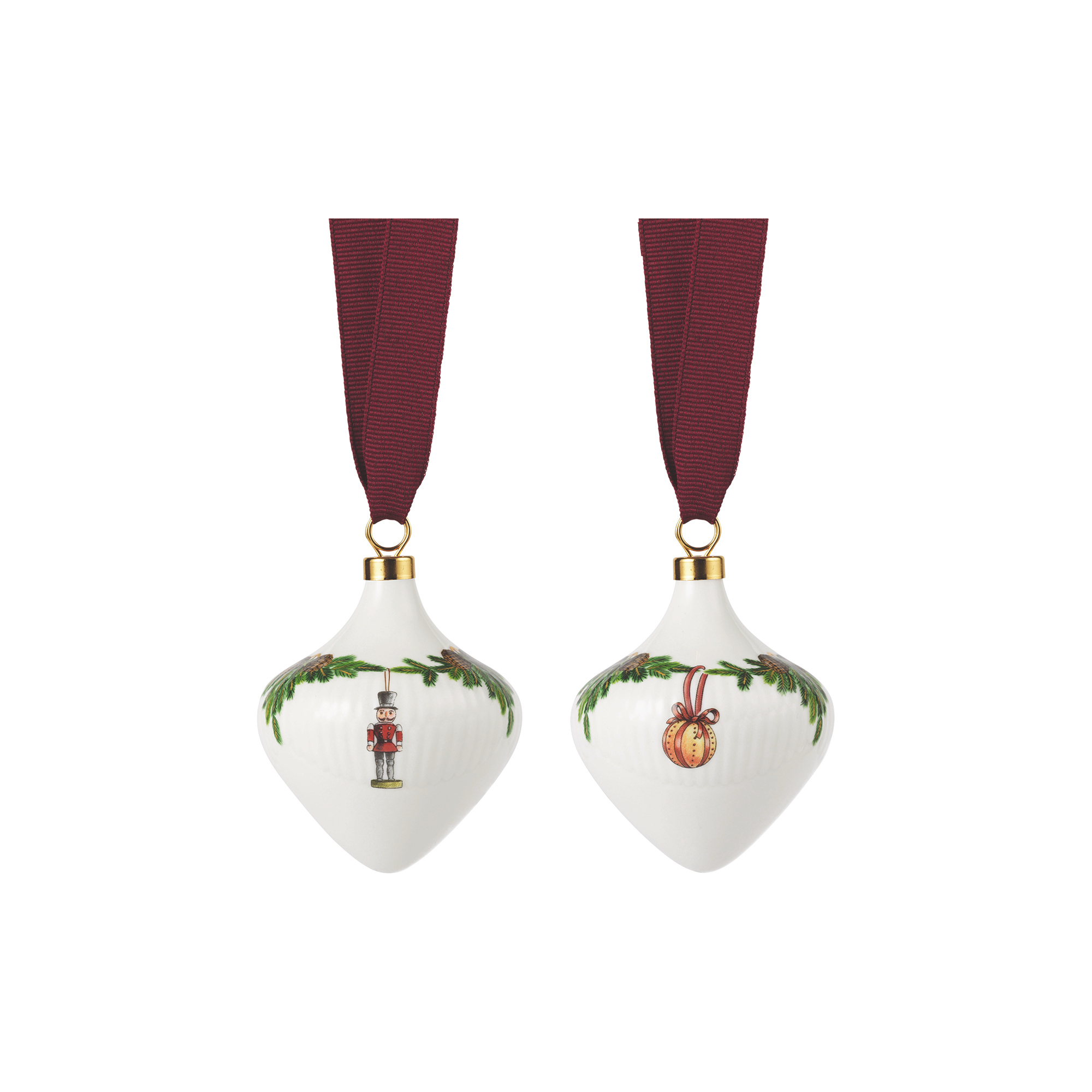 Royal Copenhagen - Stjerne Riflet 2025 Ornament sæt 2 stk., Stjerne Riflet Jul