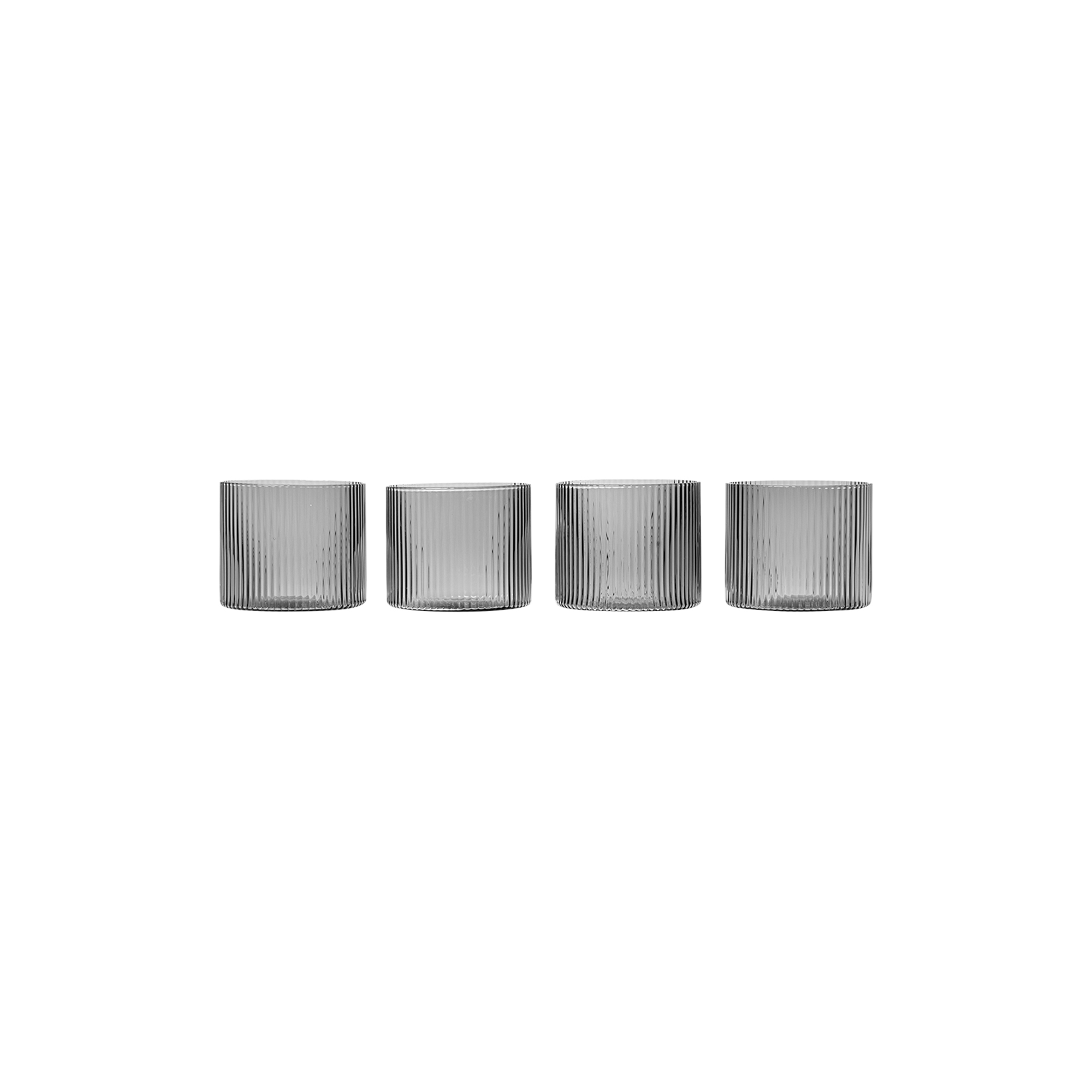 ferm LIVING - Ripple Low Glasses 4 pcs, smoked grey