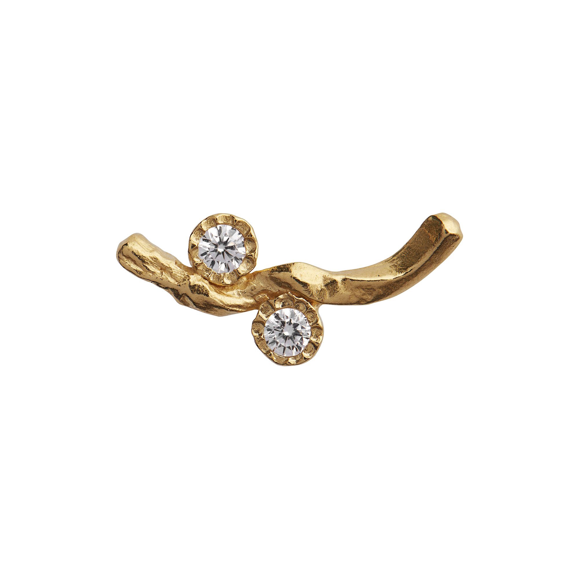 Stine A Jewelry - Flow Earring with Two Stones Single, gold