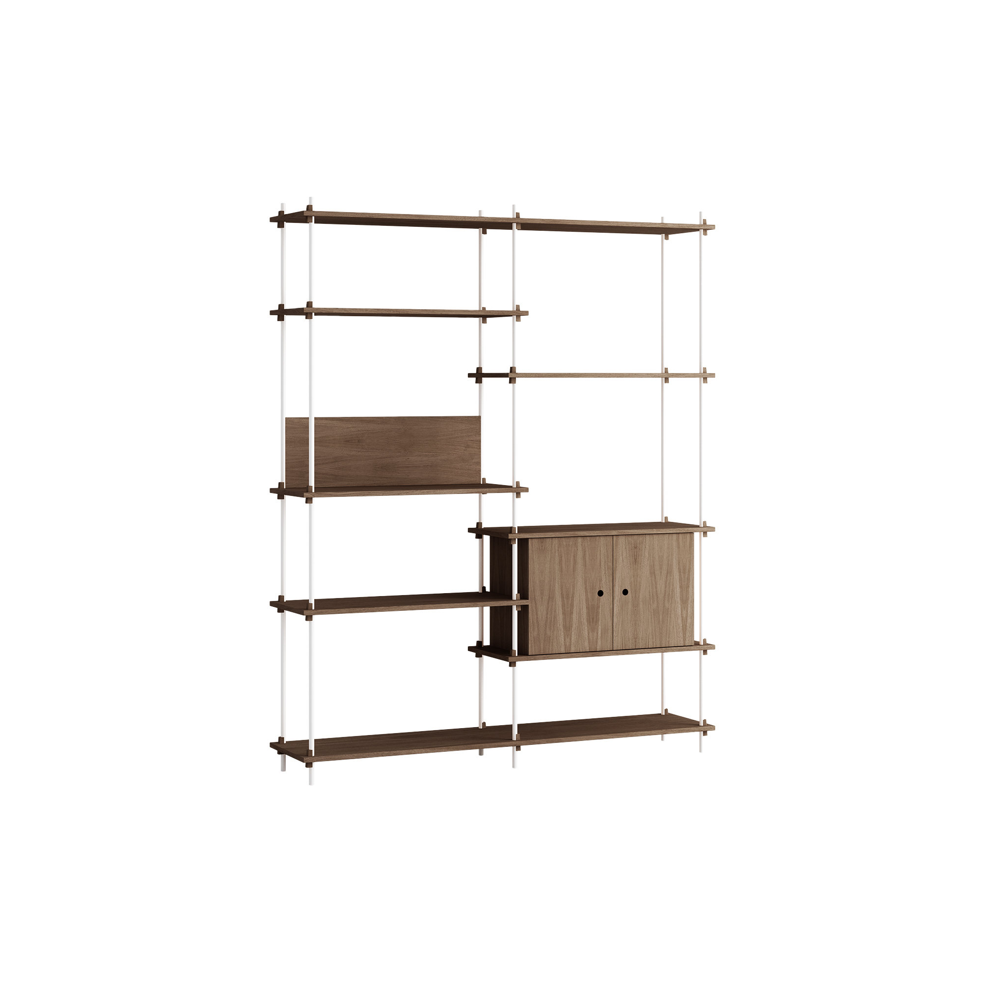 MOEBE - Shelving Tall Cabinet, smoked oak/white