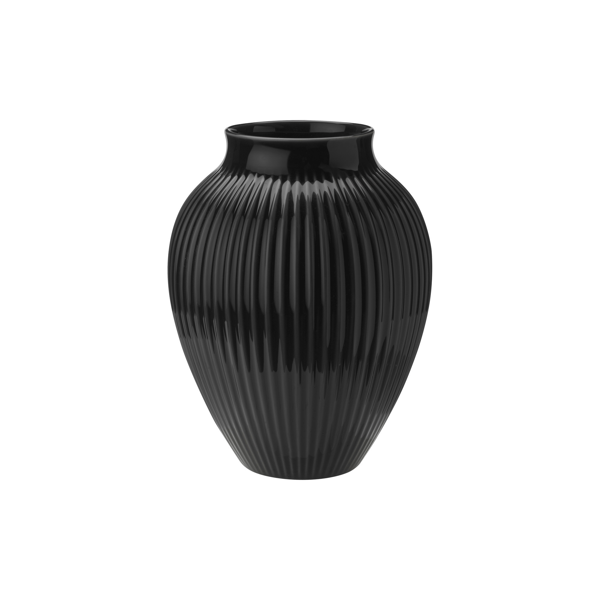 Knabstrup Keramik - Knabstrup vase ripple, black - H27 cm