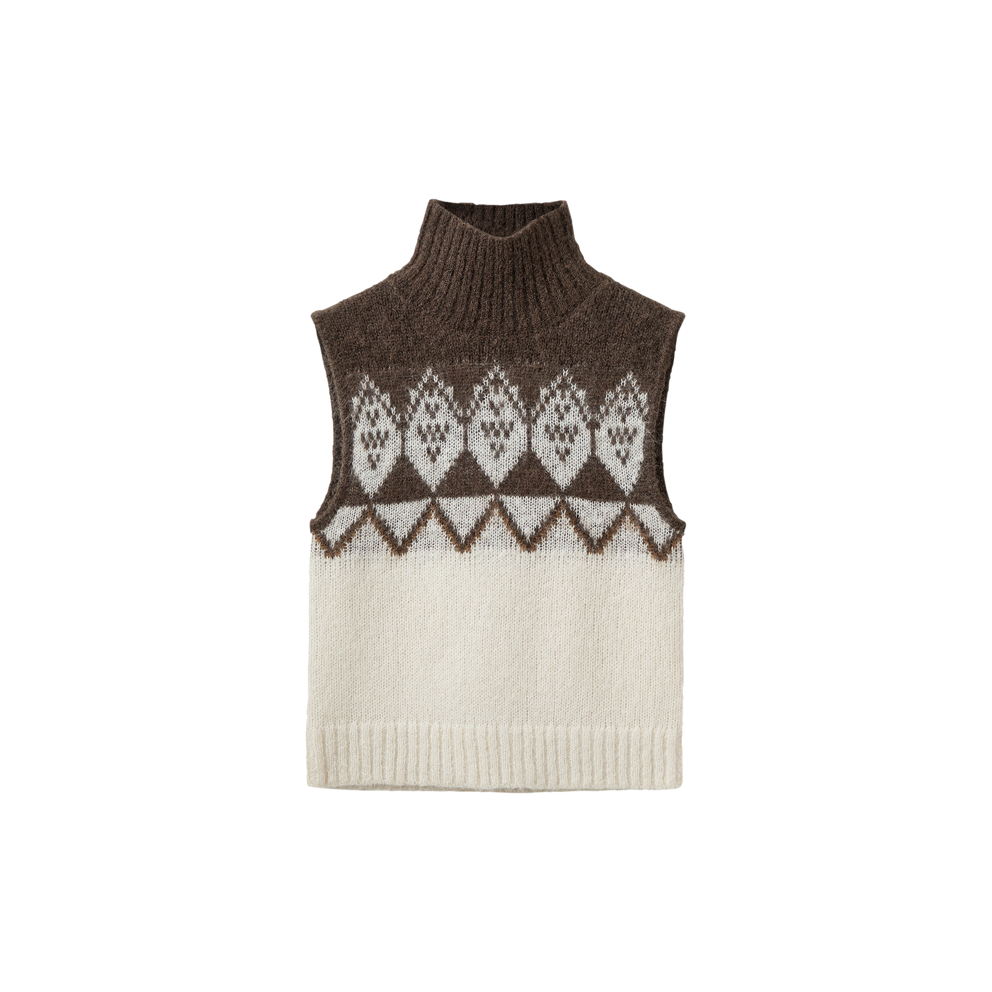 Sofie Schnoor - VILDASW HIGH NECK KNIT VEST, off white - brown - Str. XS