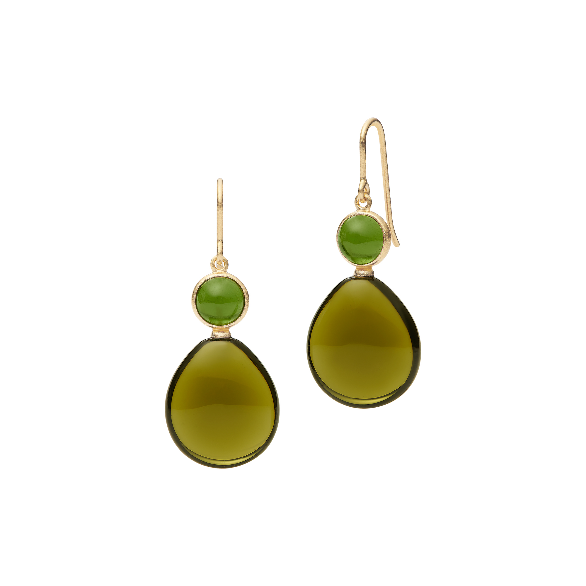Julie Sandlau - Prime Drop Earrings, gold/moss green/olive