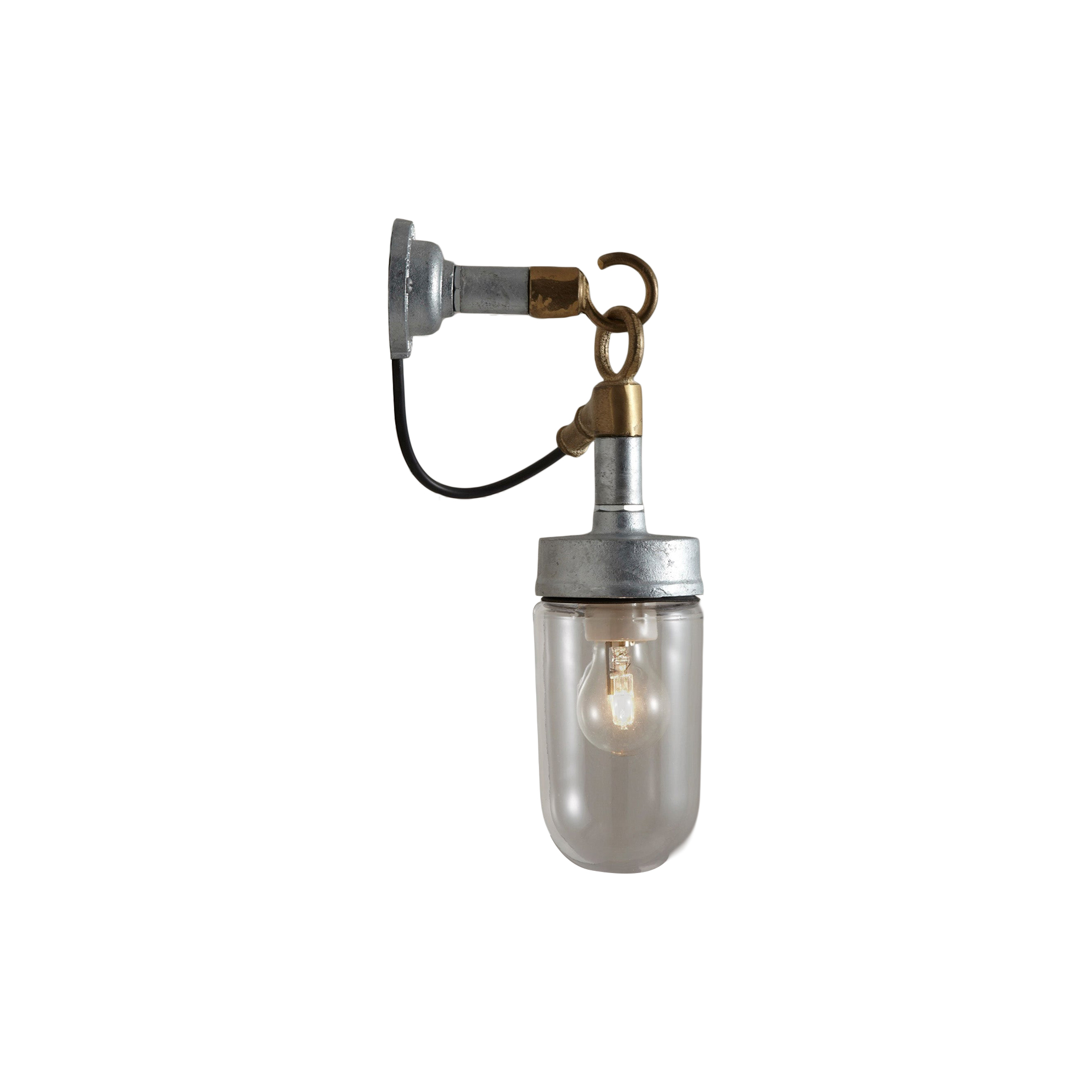 Original BTC - Well Glass Wall Light 7679, galvanised silver/clear