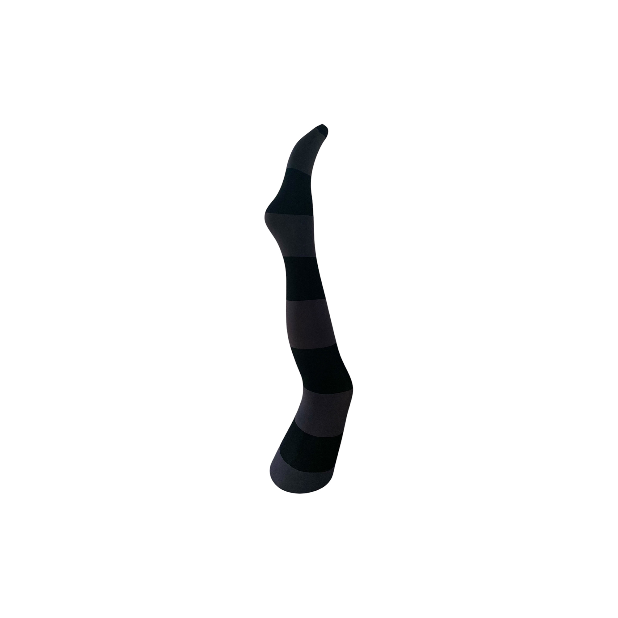 A MOÌ - Inge wide stripe tights, dark grey w. black stripe - 2-M-XL