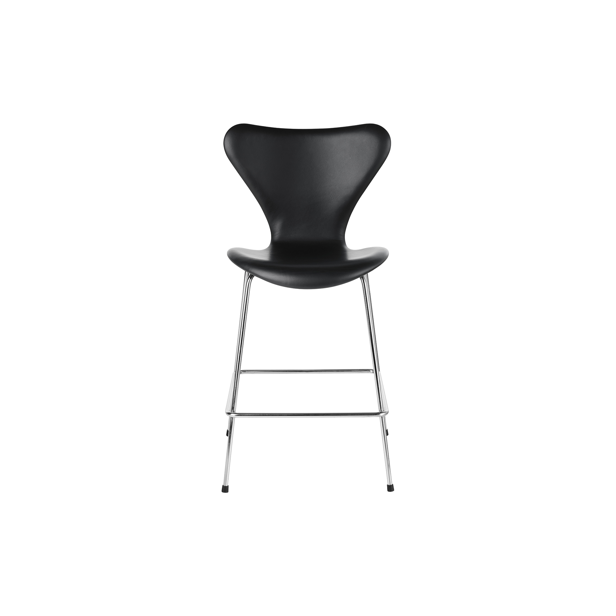 Fritz Hansen - Serie 7 3187 fuldpolstret barstol, Soft sort - H: 98 x B: 52 x D: 54 cm.