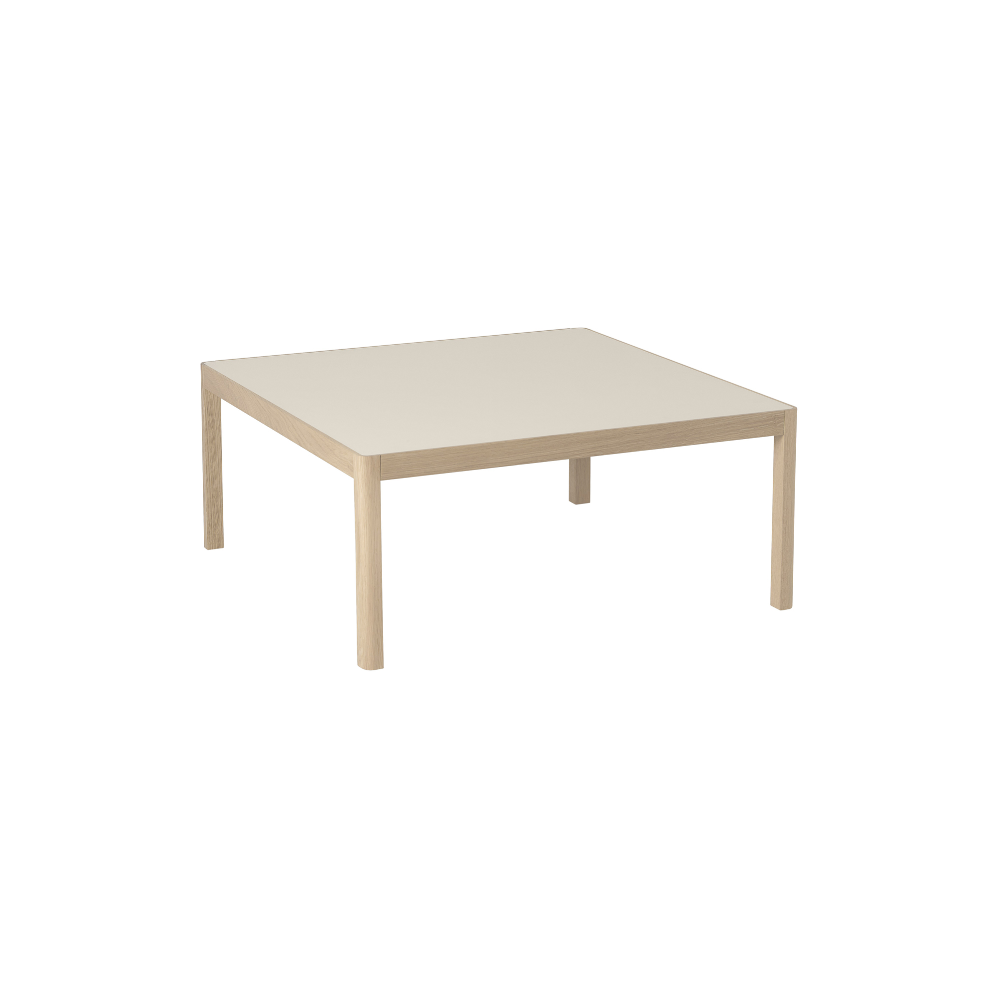 Muuto - Workshop Coffee Table, warm grey linoleum/oak, Outline - 86x86 cm