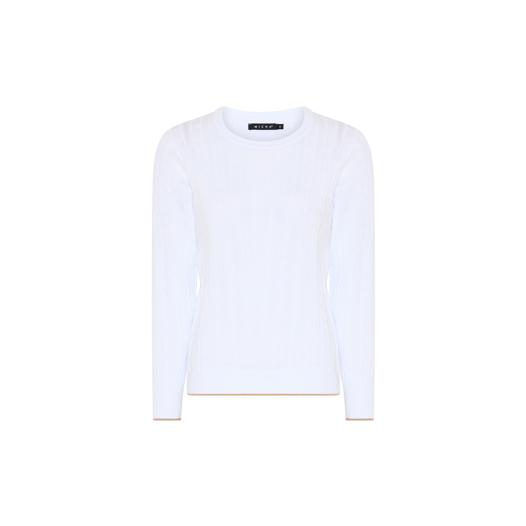 Micha - Classic Cable Knit, white/beach sand - Str. XXL