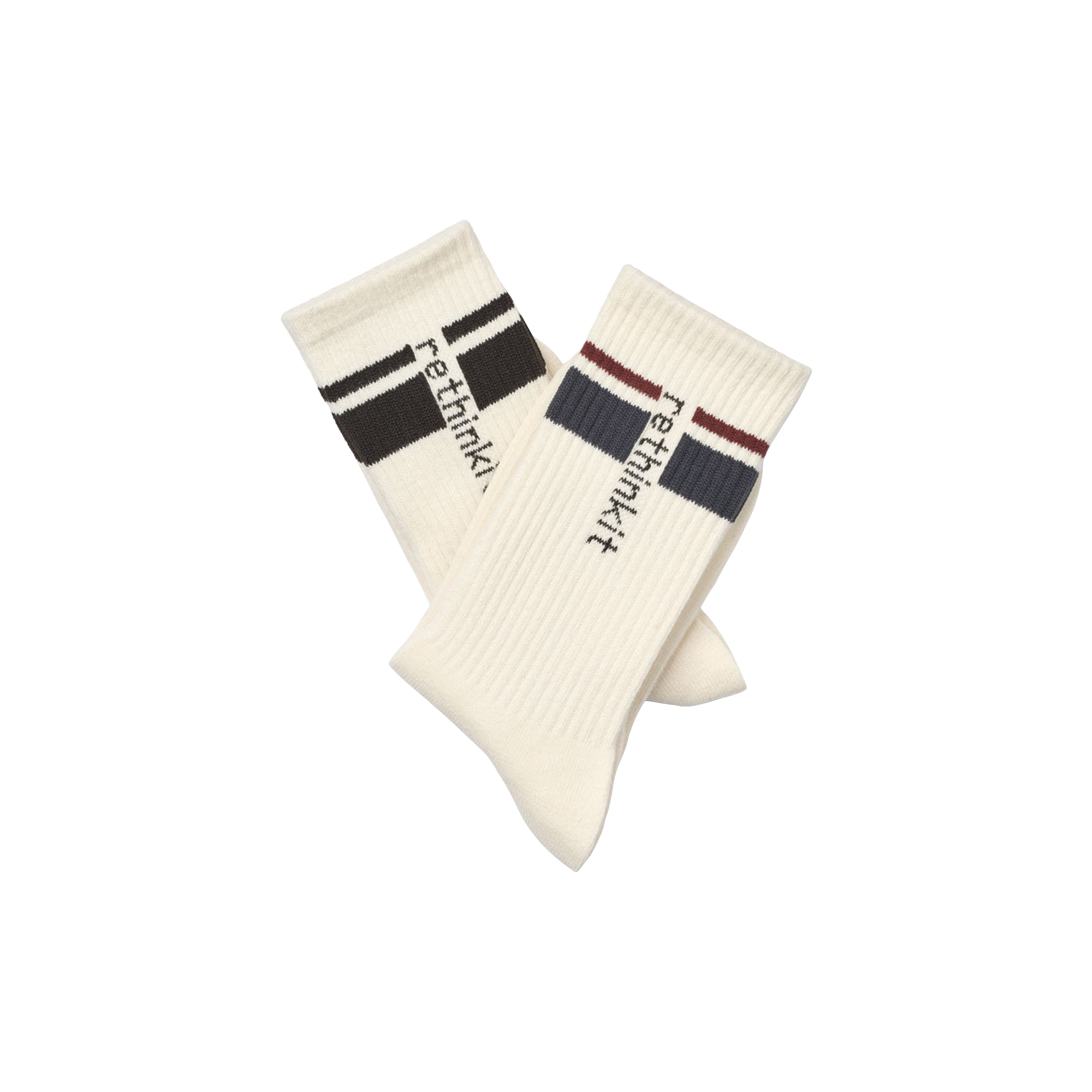Rethinkit - Rethinkit Striped Crew Sock 2pack, ink almost black