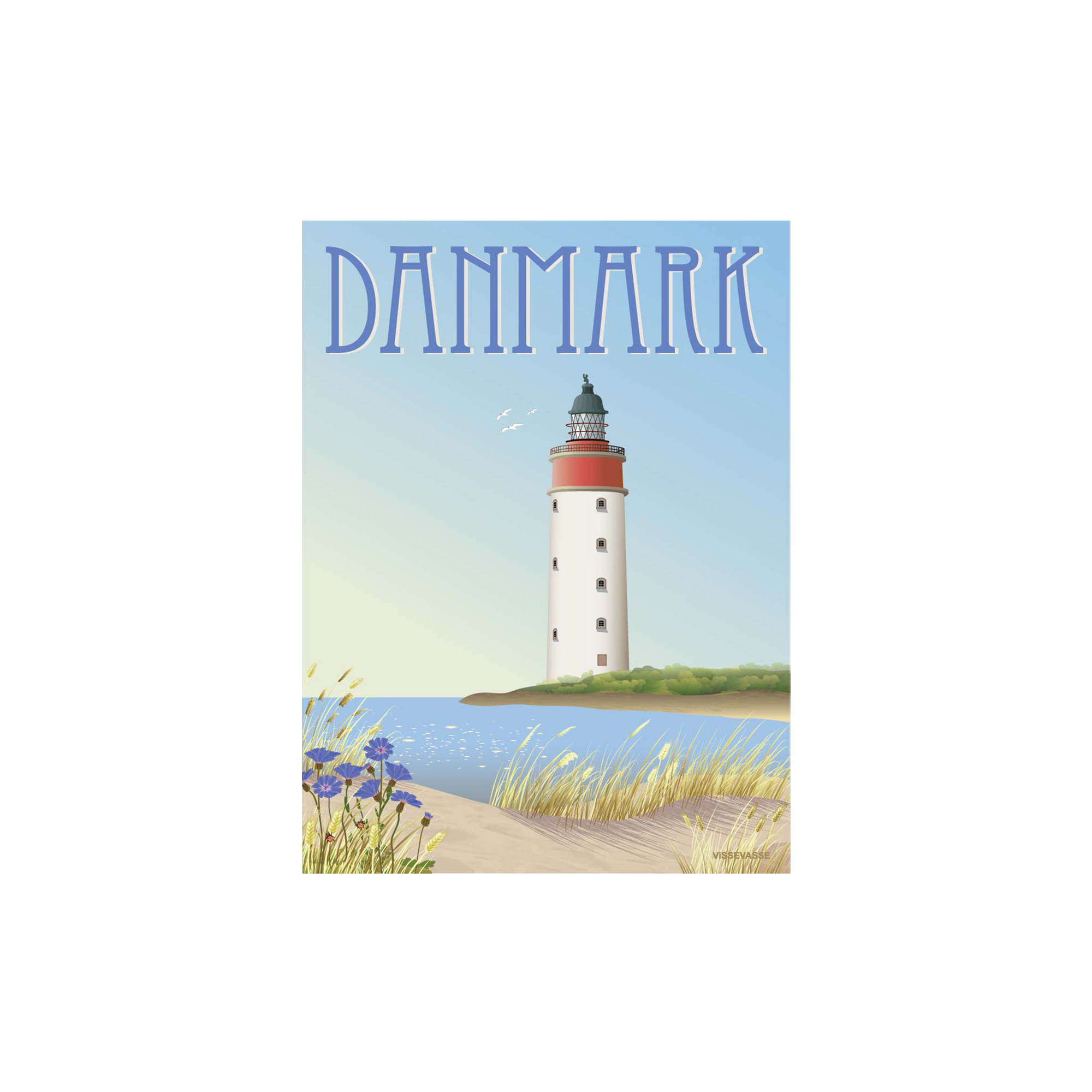 ViSSEVASSE - DANMARK Hvidt Fyr plakat - 50x70 cm