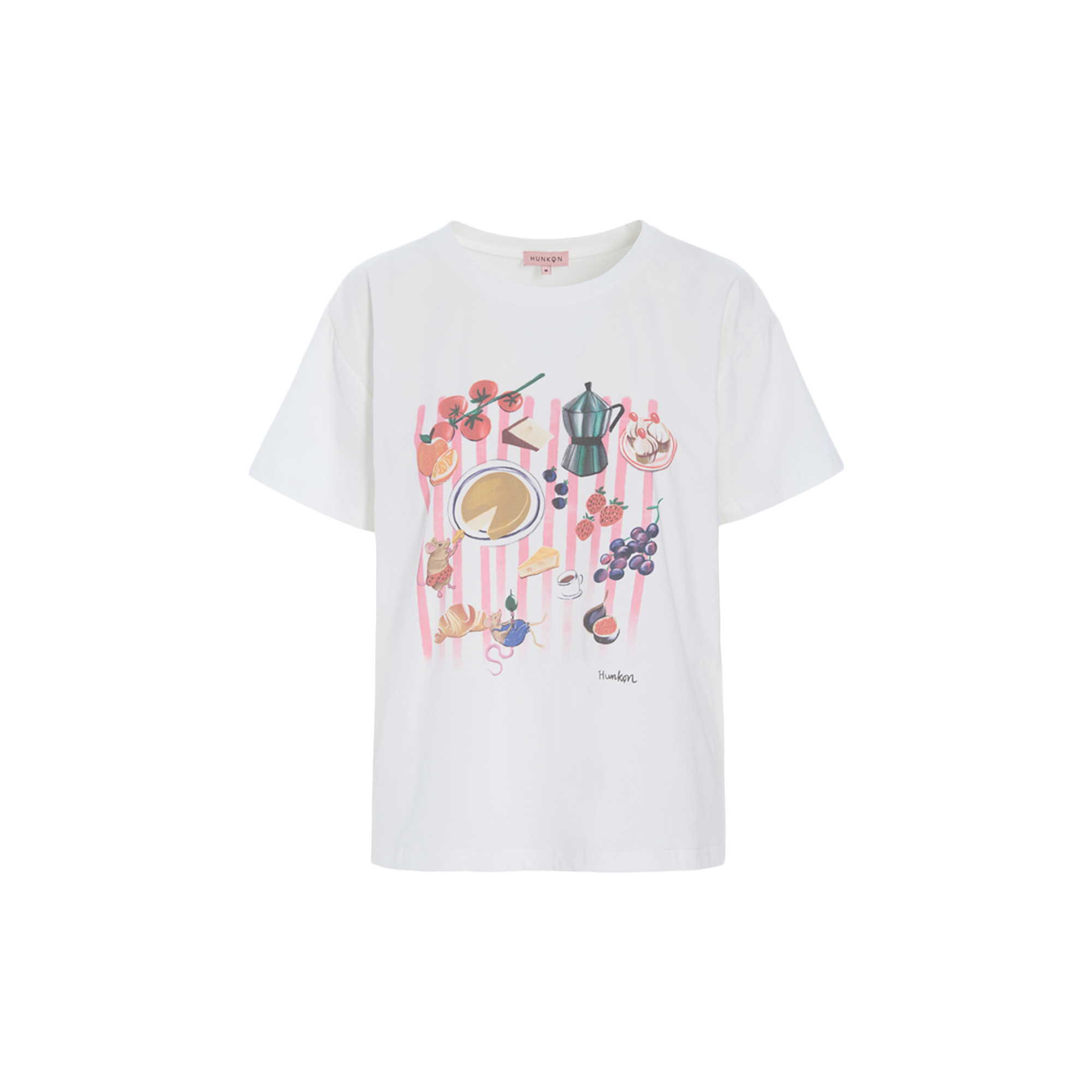 HUNKØN - Picnic T-shirt, white - Str. L