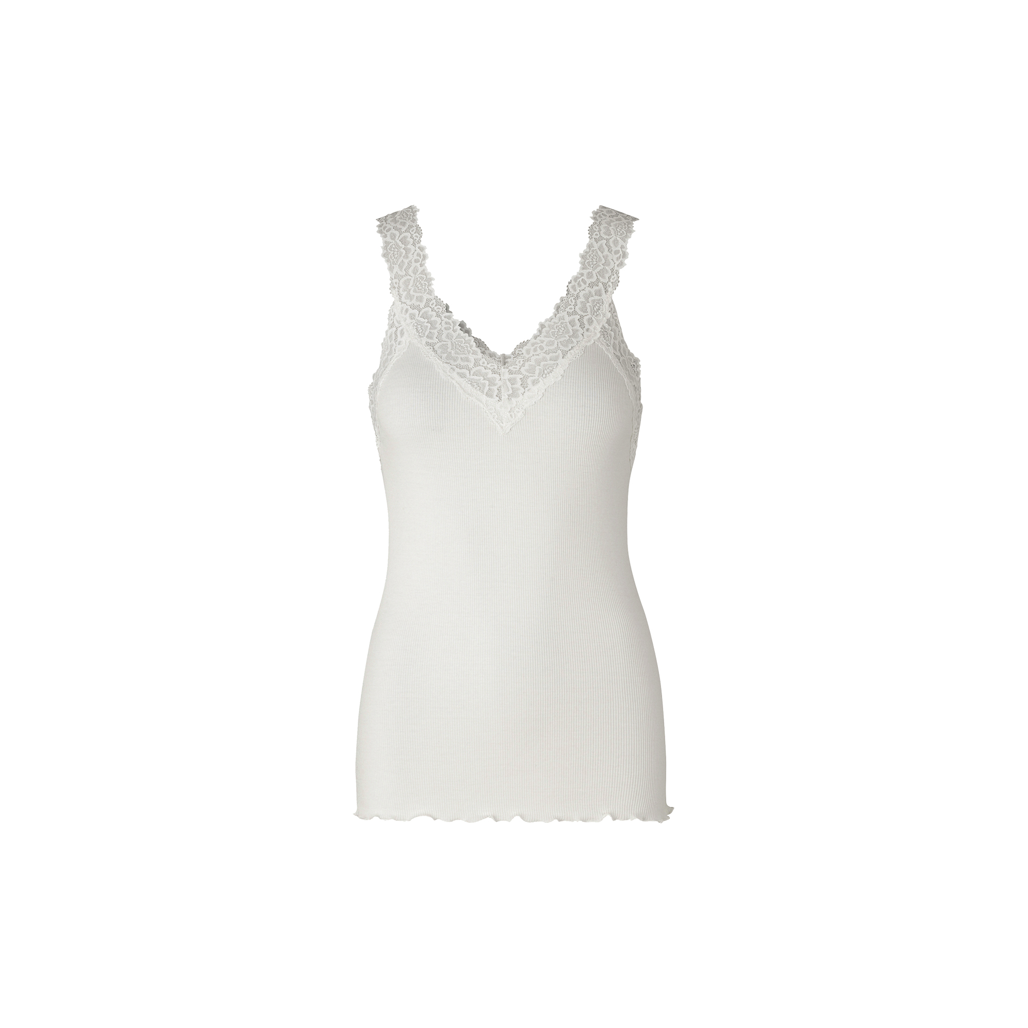 Rosemunde - Organisk top med blonder, ivory - Str. M