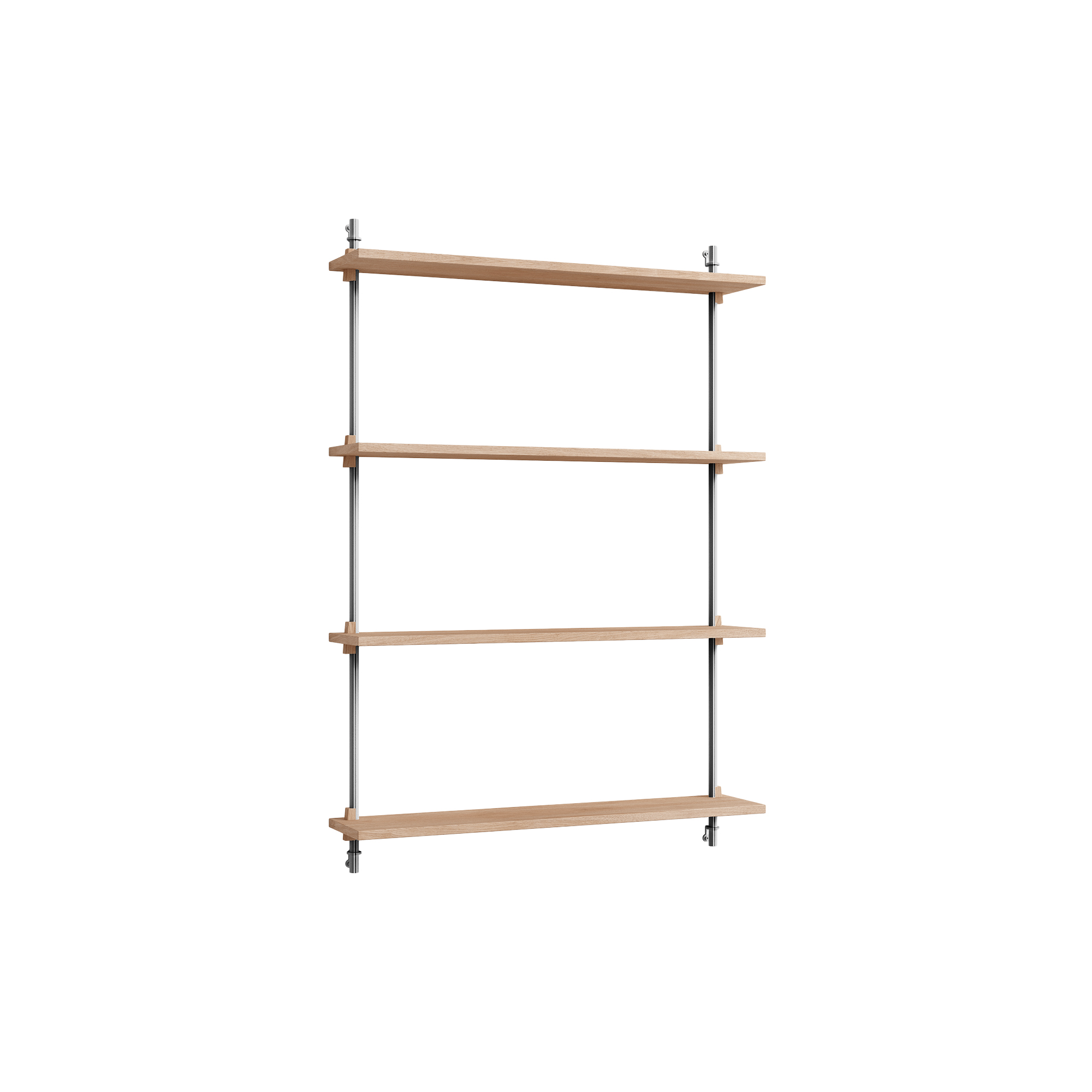 MOEBE - Wall Shelving Medium, oak/stainless steel