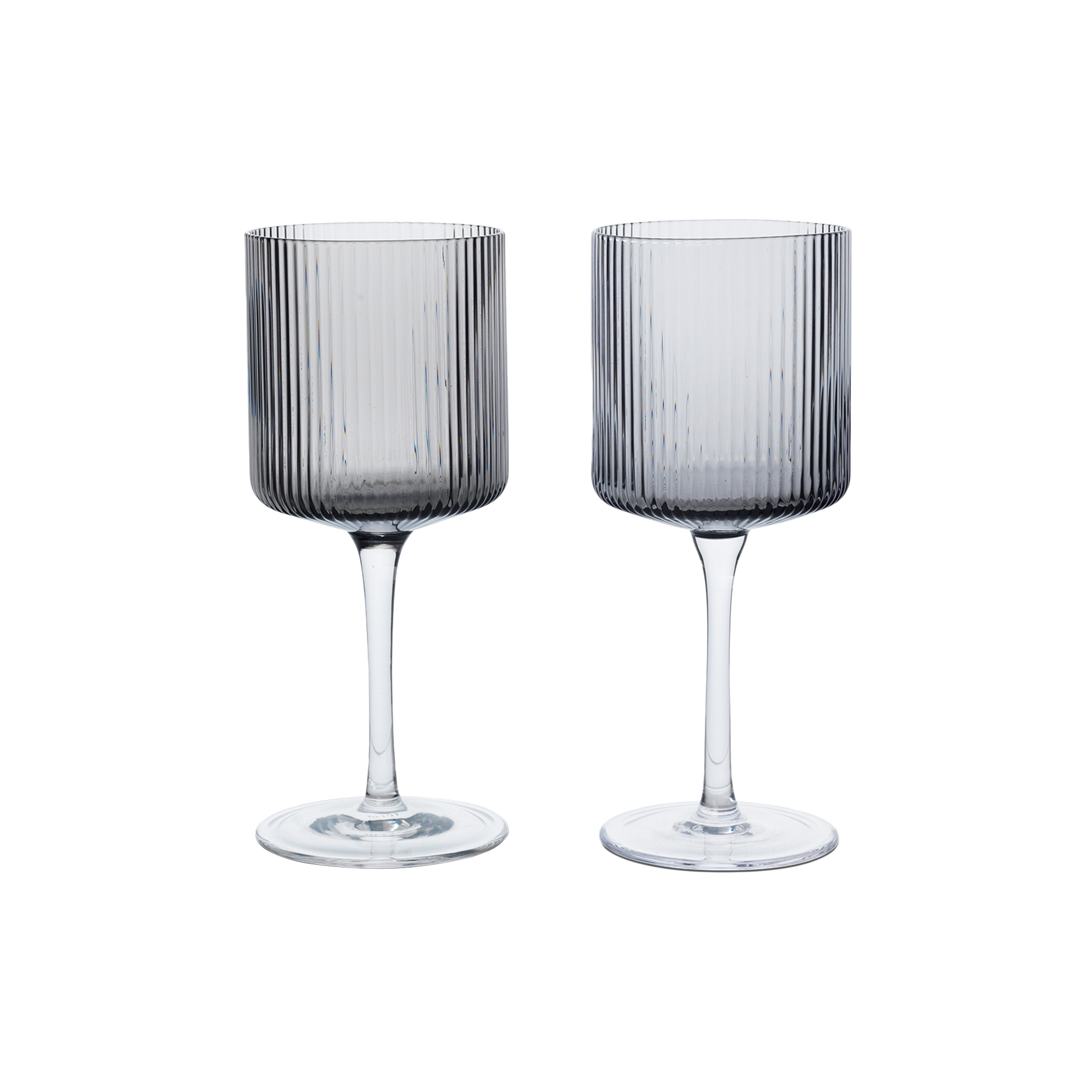 Ferm Living - Ripple Hvidvinsglas, smoked grey