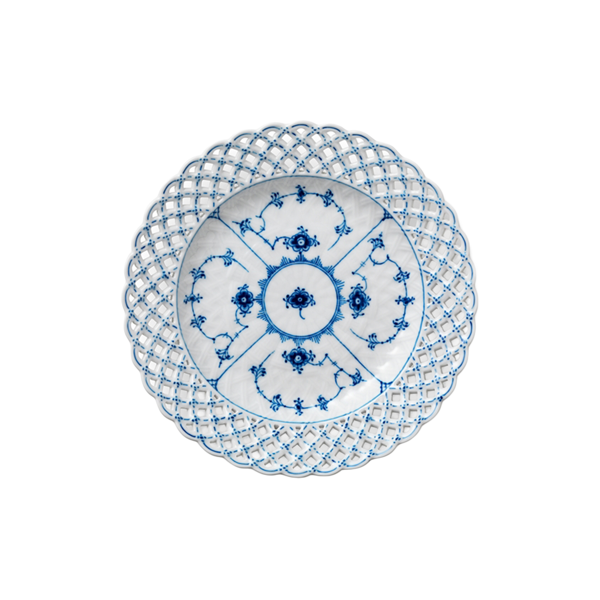 Royal Copenhagen - Musselmalet Helblonde tallerken med gennemskåret kant Ø 25 cm