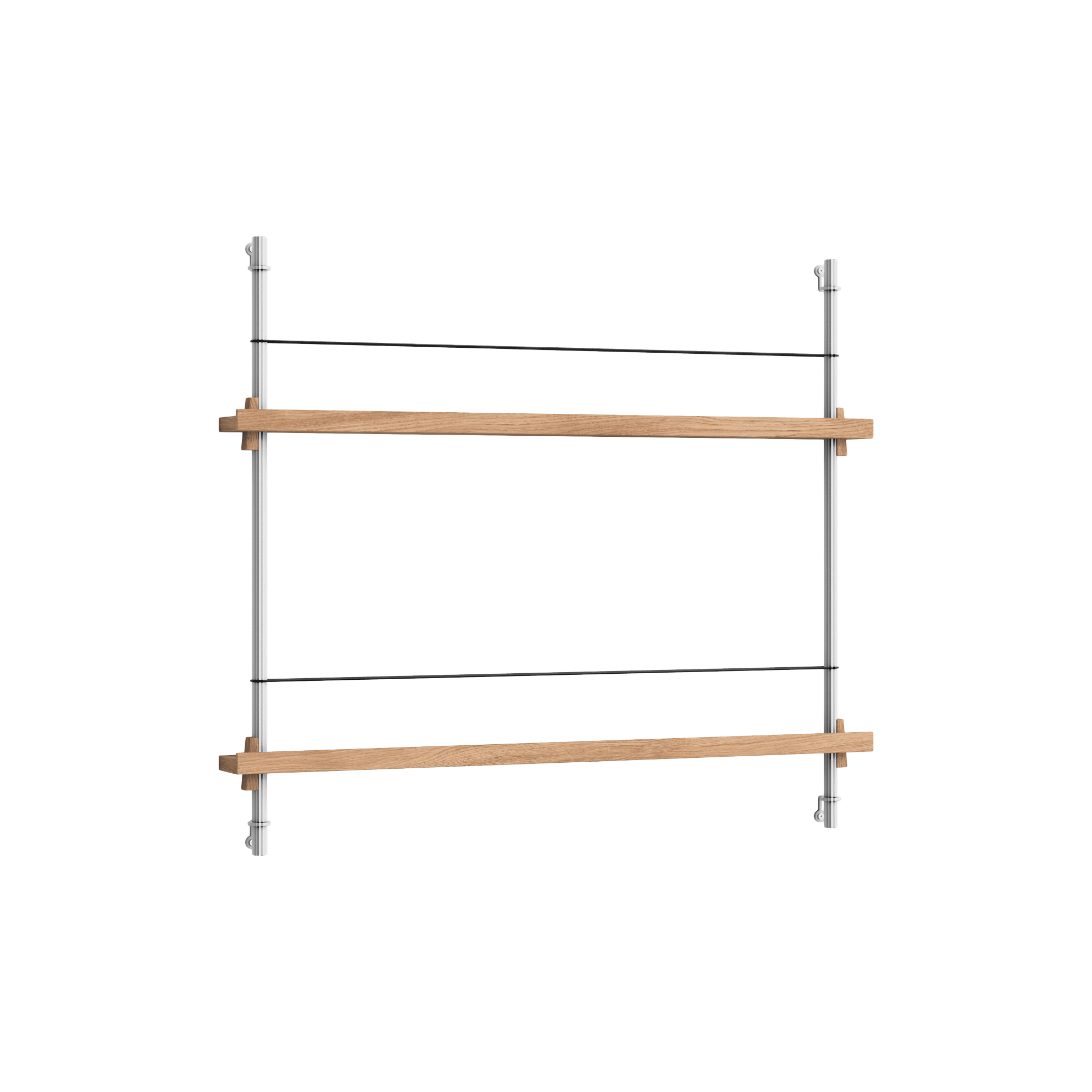 MOEBE - Magazine Shelving Small, oak/stainless steel