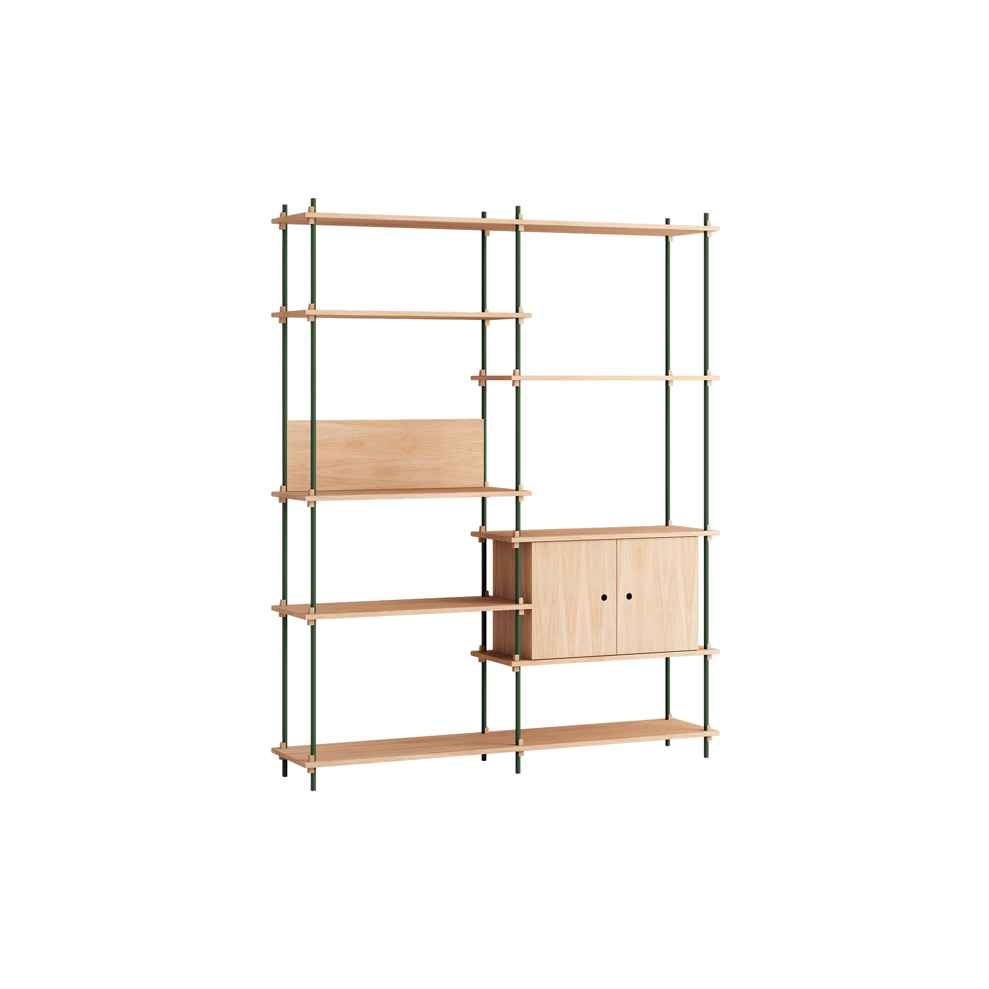 MOEBE - Shelving Tall Cabinet, oak/pine green