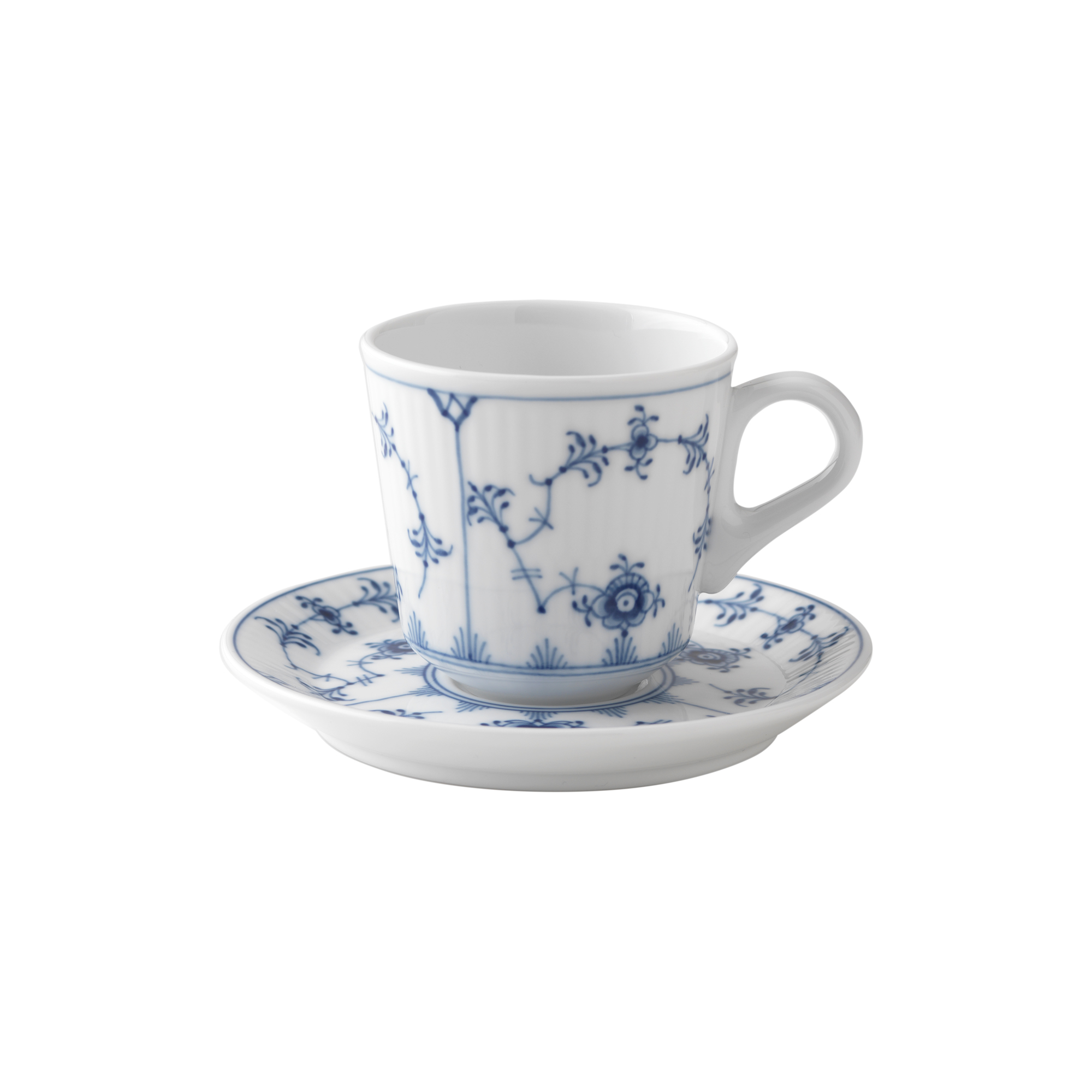 Royal Copenhagen - Musselmalet Riflet espressokop med underkop 9 cl