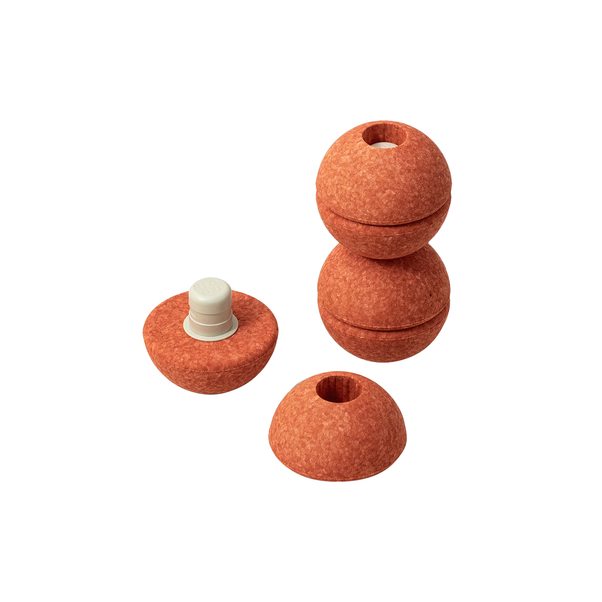 MODU - 3 x skumbolde, burnt orange/dusty green