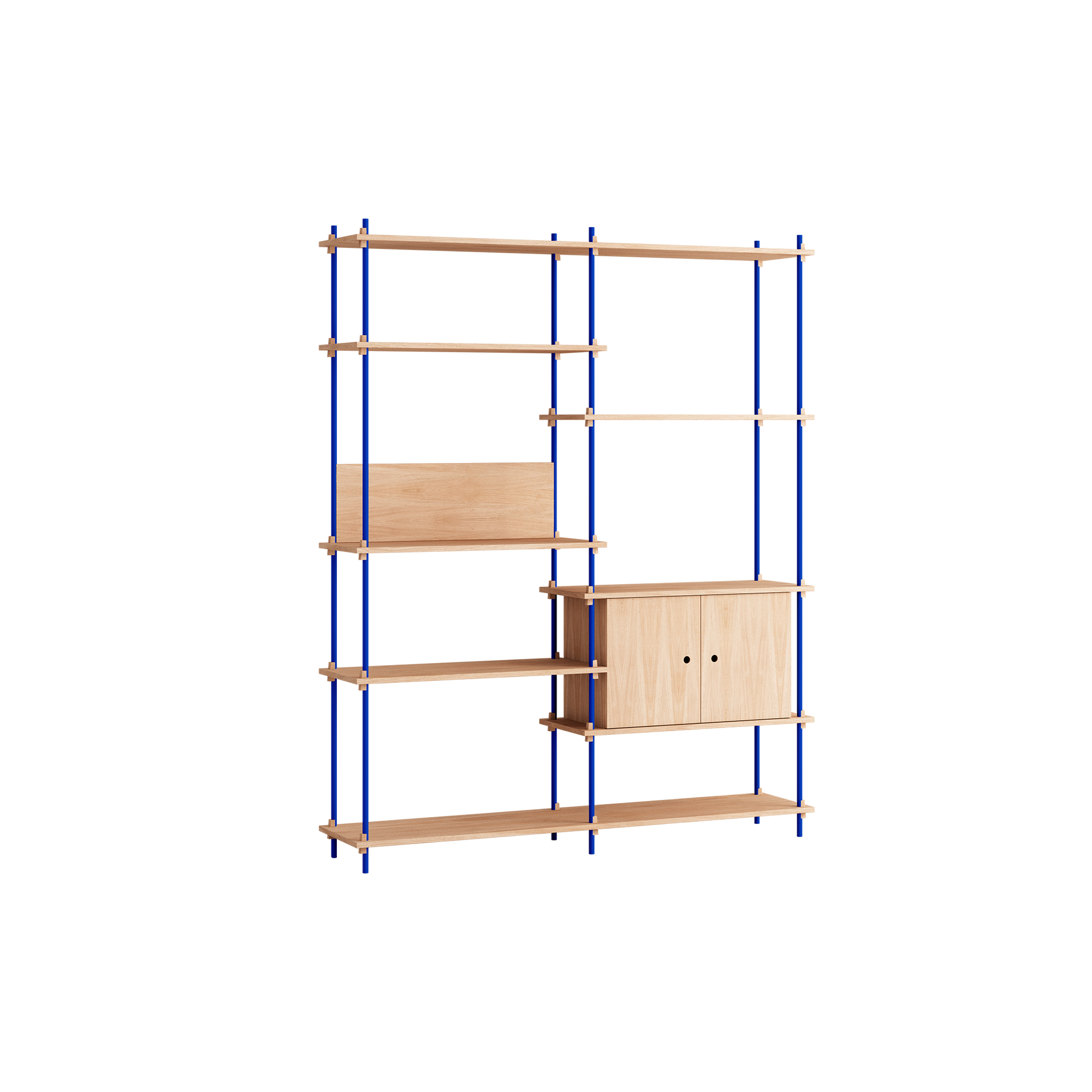 MOEBE - Shelving Tall Cabinet, oak/deep blue