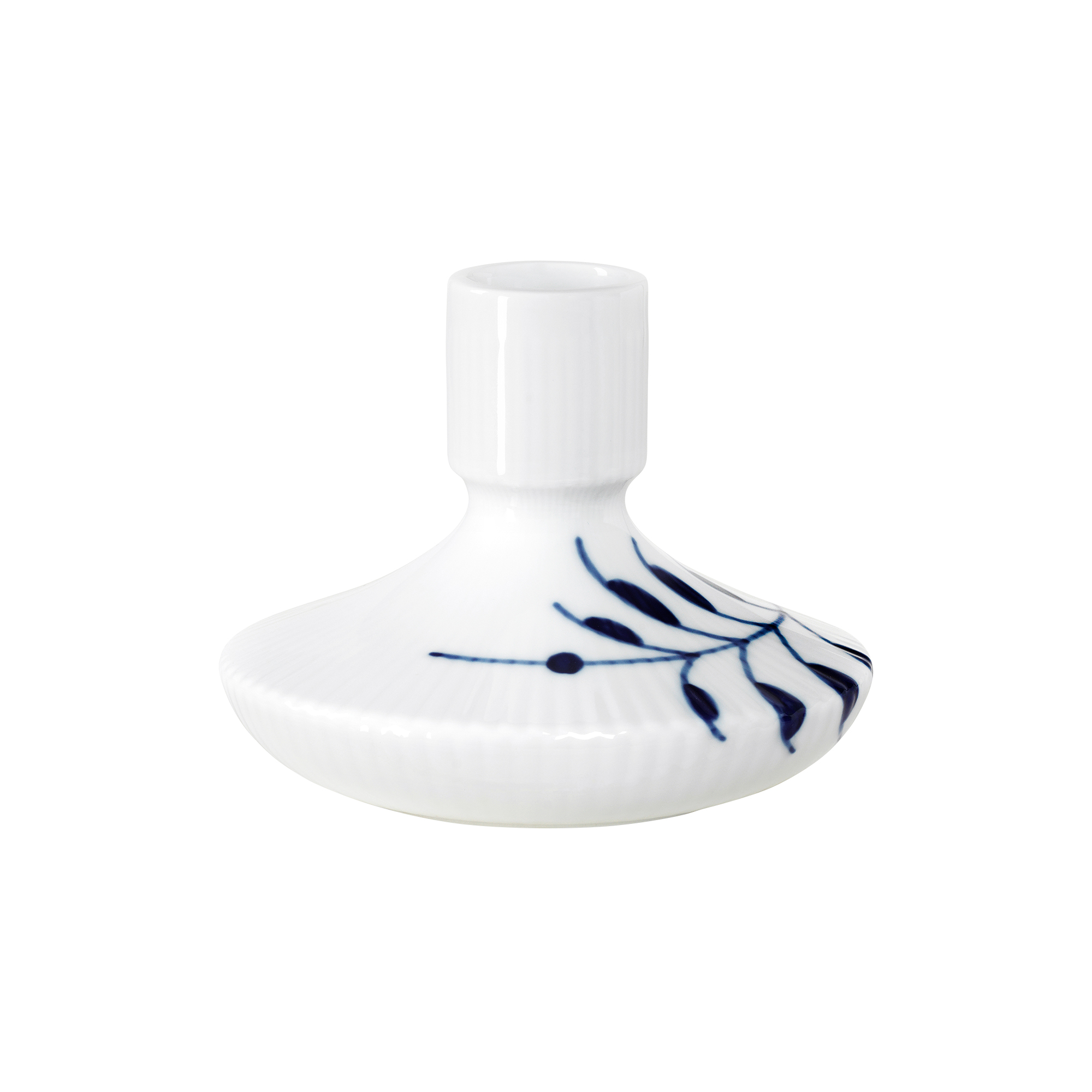 Royal Copenhagen - Blå Mega Riflet lysestager 8 cm - H8 cm