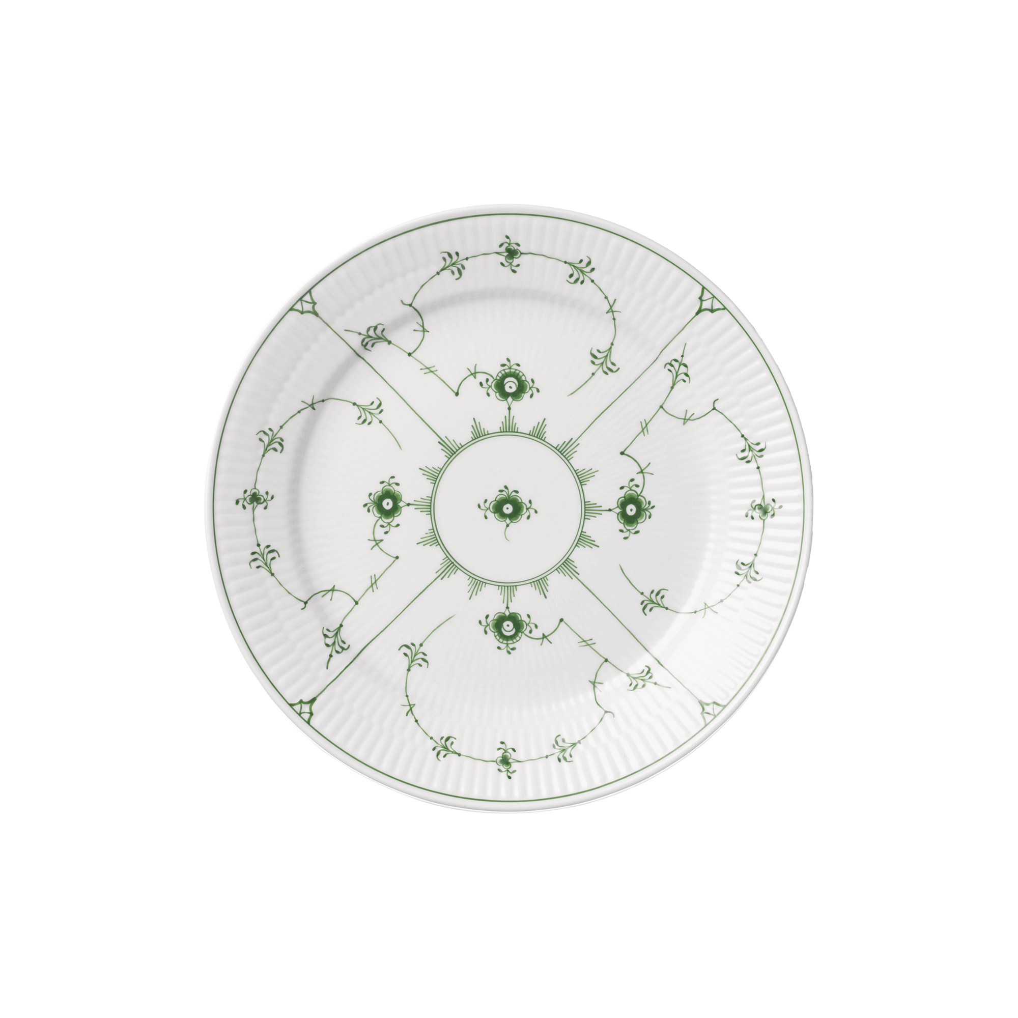 Royal Copenhagen - Grøn Musselmalet Riflet tallerken Ø 25 cm