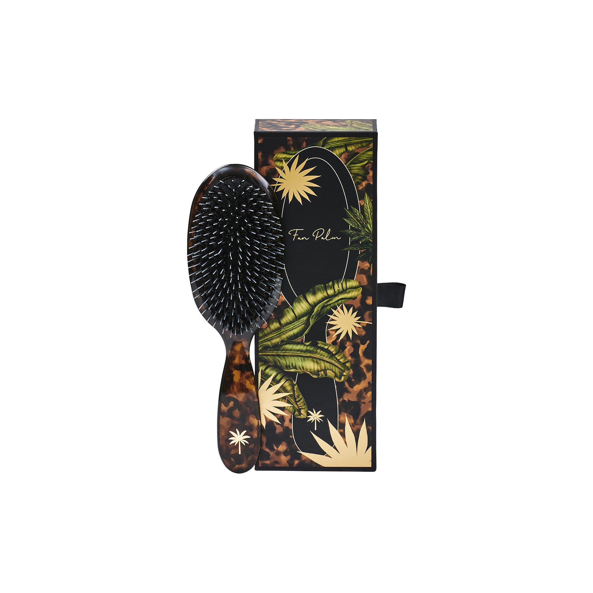 Fan Palm - Boar- & Nylon børste medium, tortoise shell